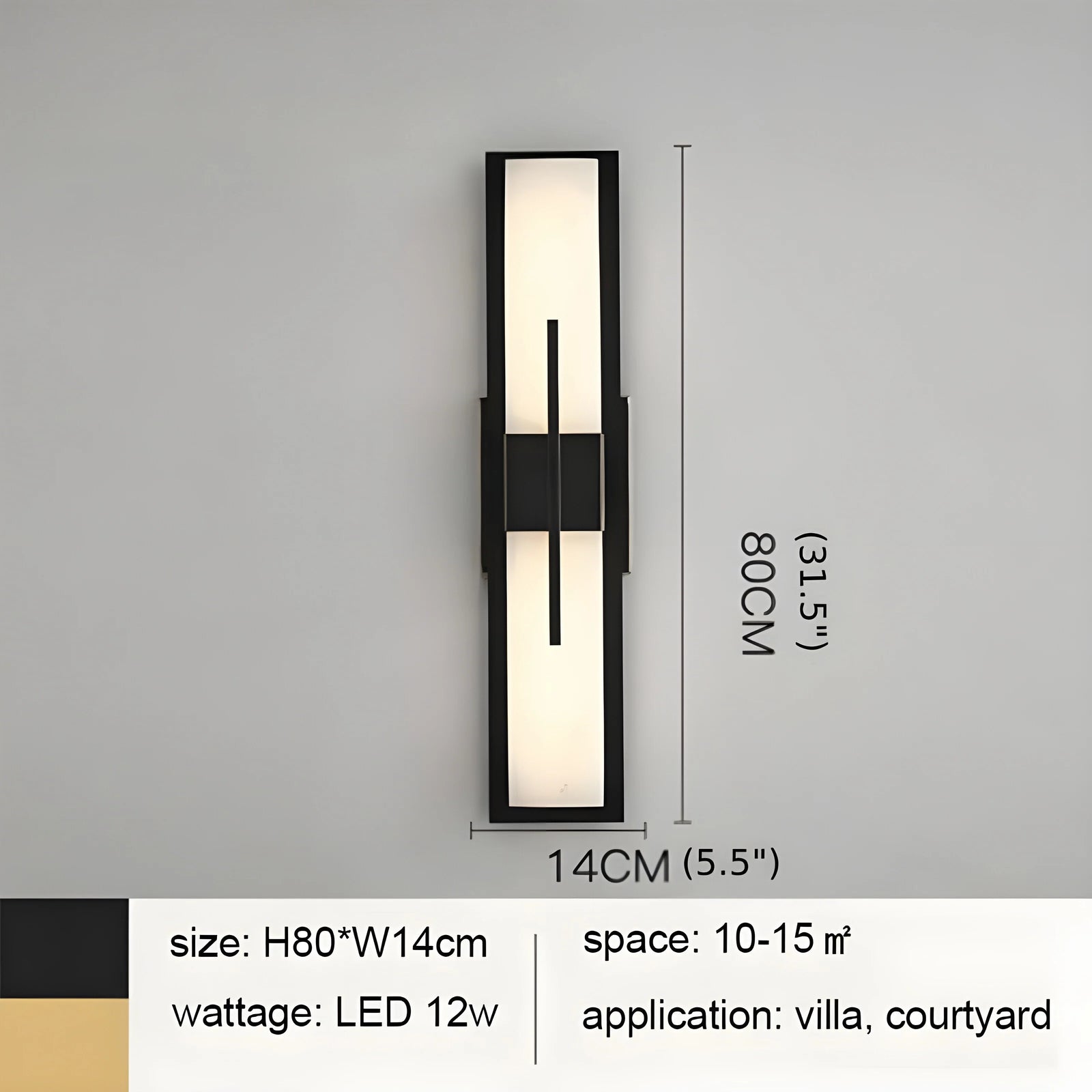 Lámpara de pared LED moderna de cobre negro/dorado para exteriores, resistente al agua, para jardín