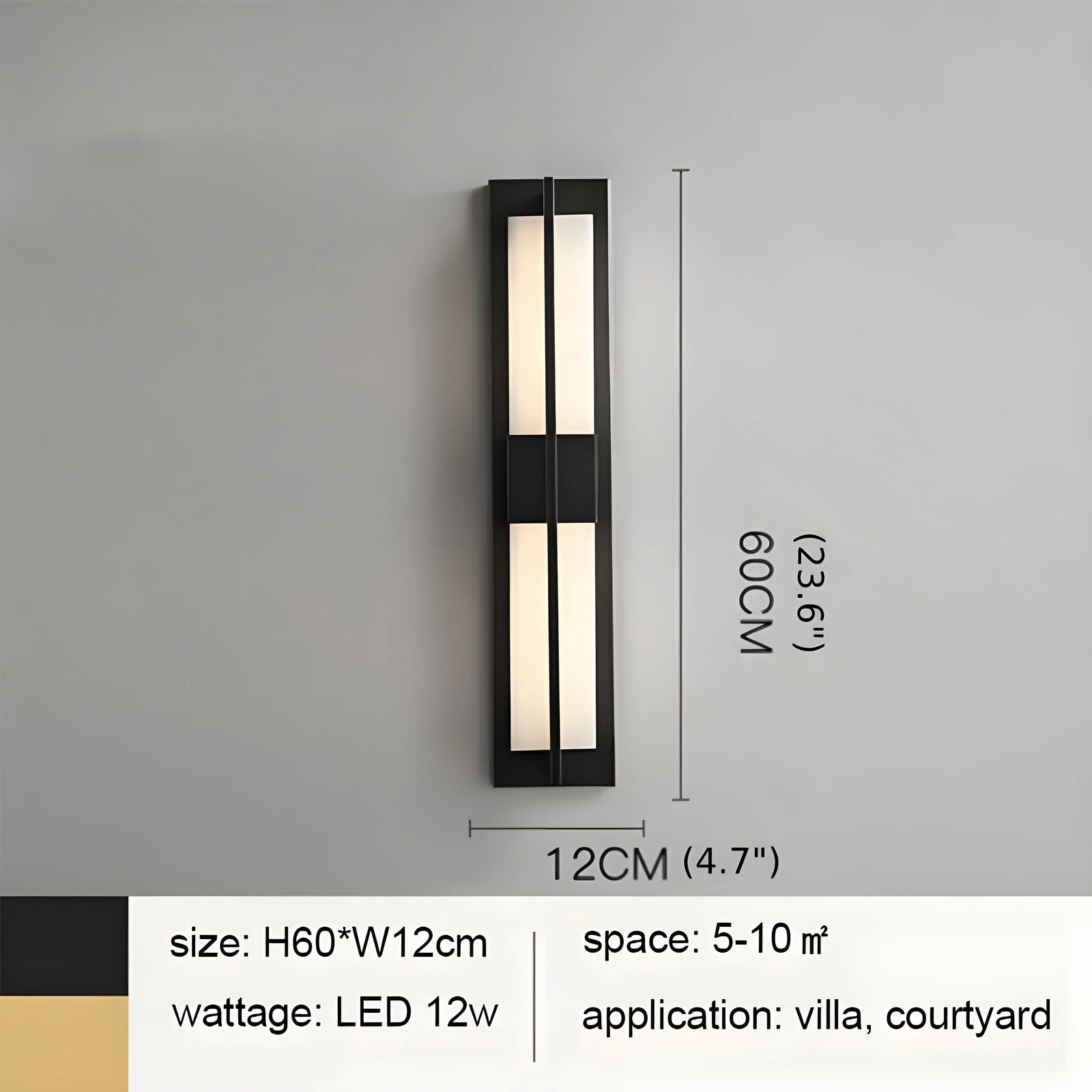 Lámpara de pared LED moderna de cobre negro/dorado para exteriores, resistente al agua, para jardín