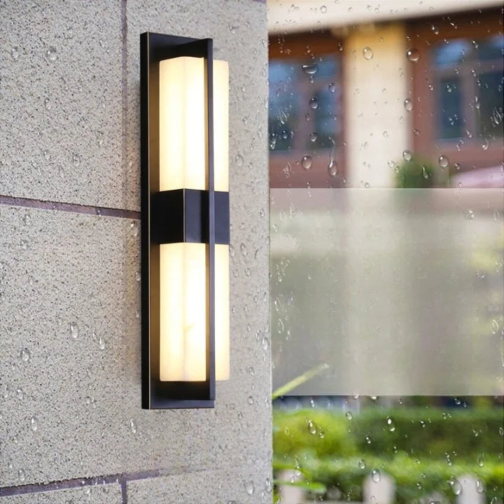 Aplique de pared LED moderno para exteriores, resistente al agua, de color negro y cobre, para porche de jardín