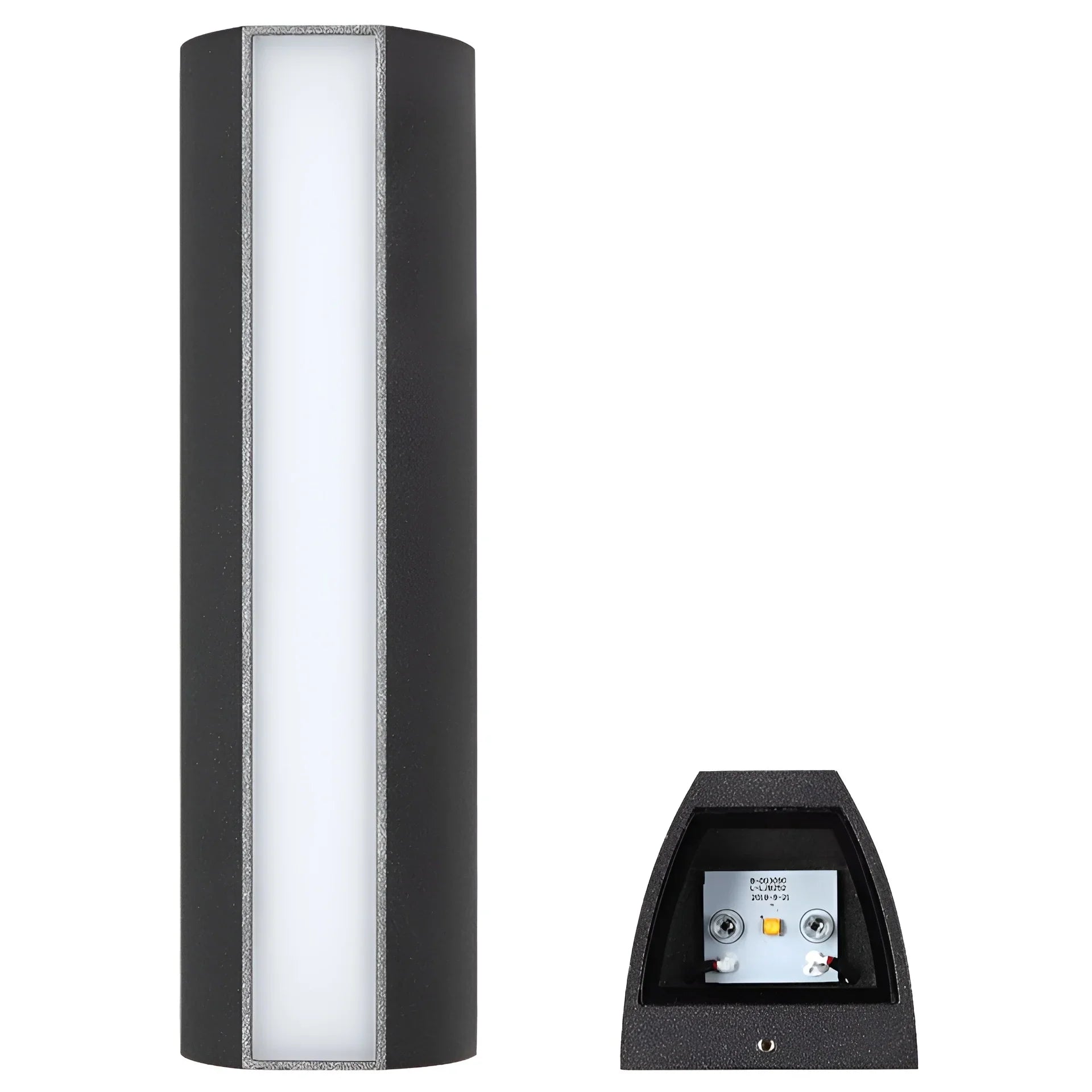 Lámpara de pared LED moderna de aluminio negro resistente al agua para exteriores, ideal para porche y jardín.