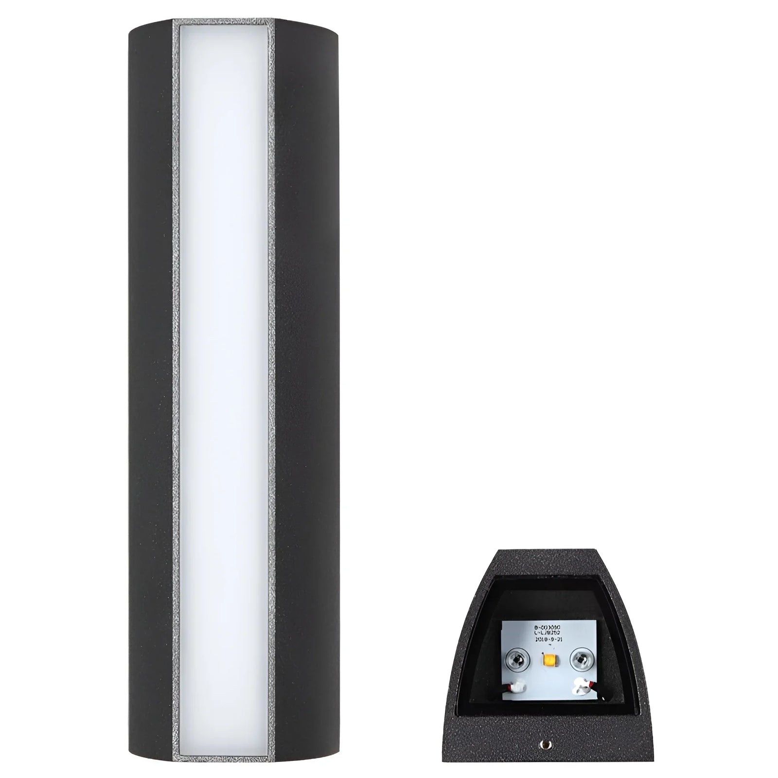 Lámpara de pared LED moderna de aluminio negro resistente al agua para exteriores, ideal para porche y jardín.