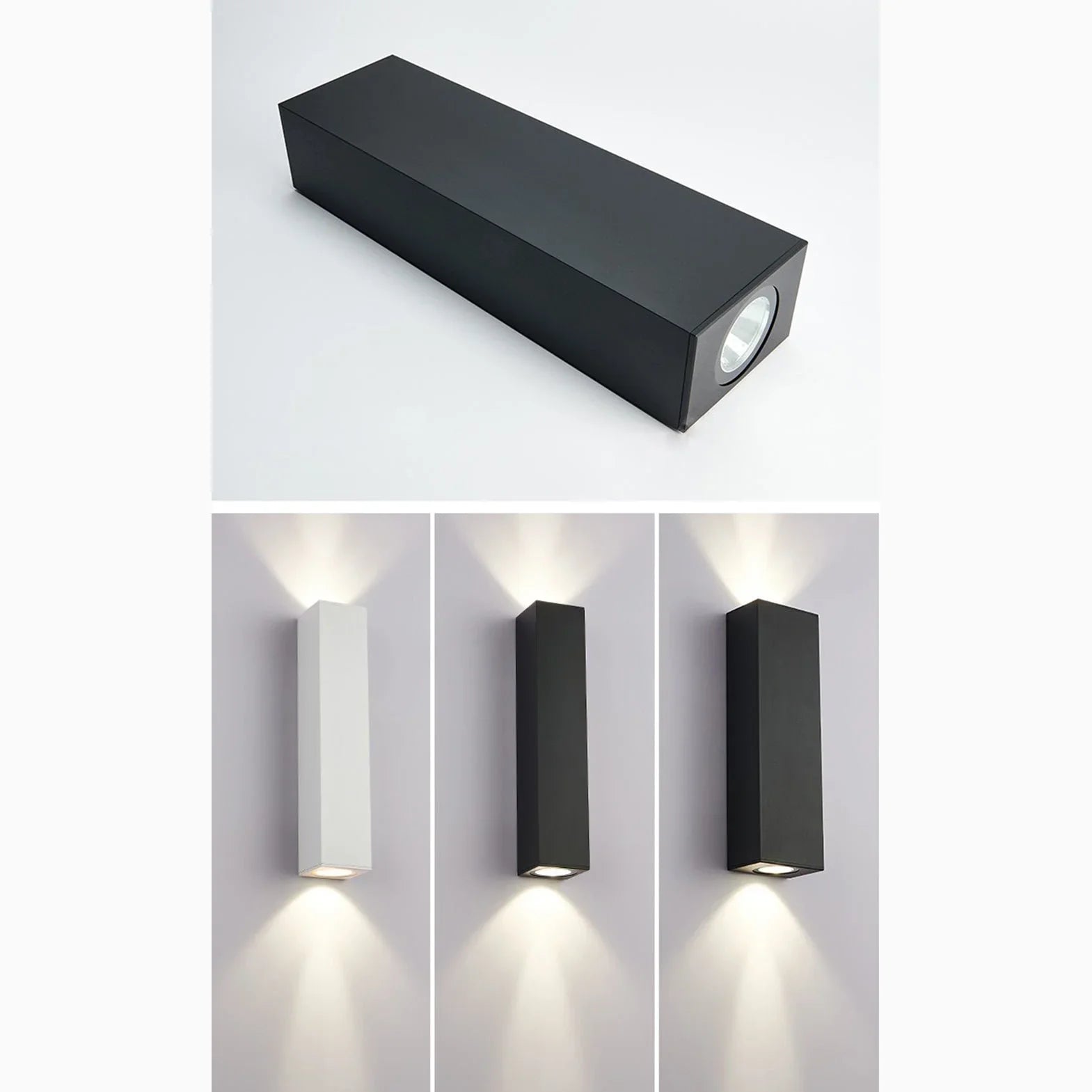 Lámpara de pared LED de aluminio impermeable para exteriores, moderna, en blanco y negro, para jardín