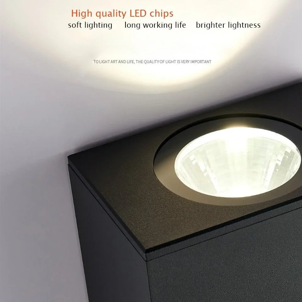 Lámpara de pared LED de aluminio impermeable para exteriores, moderna, en blanco y negro, para jardín