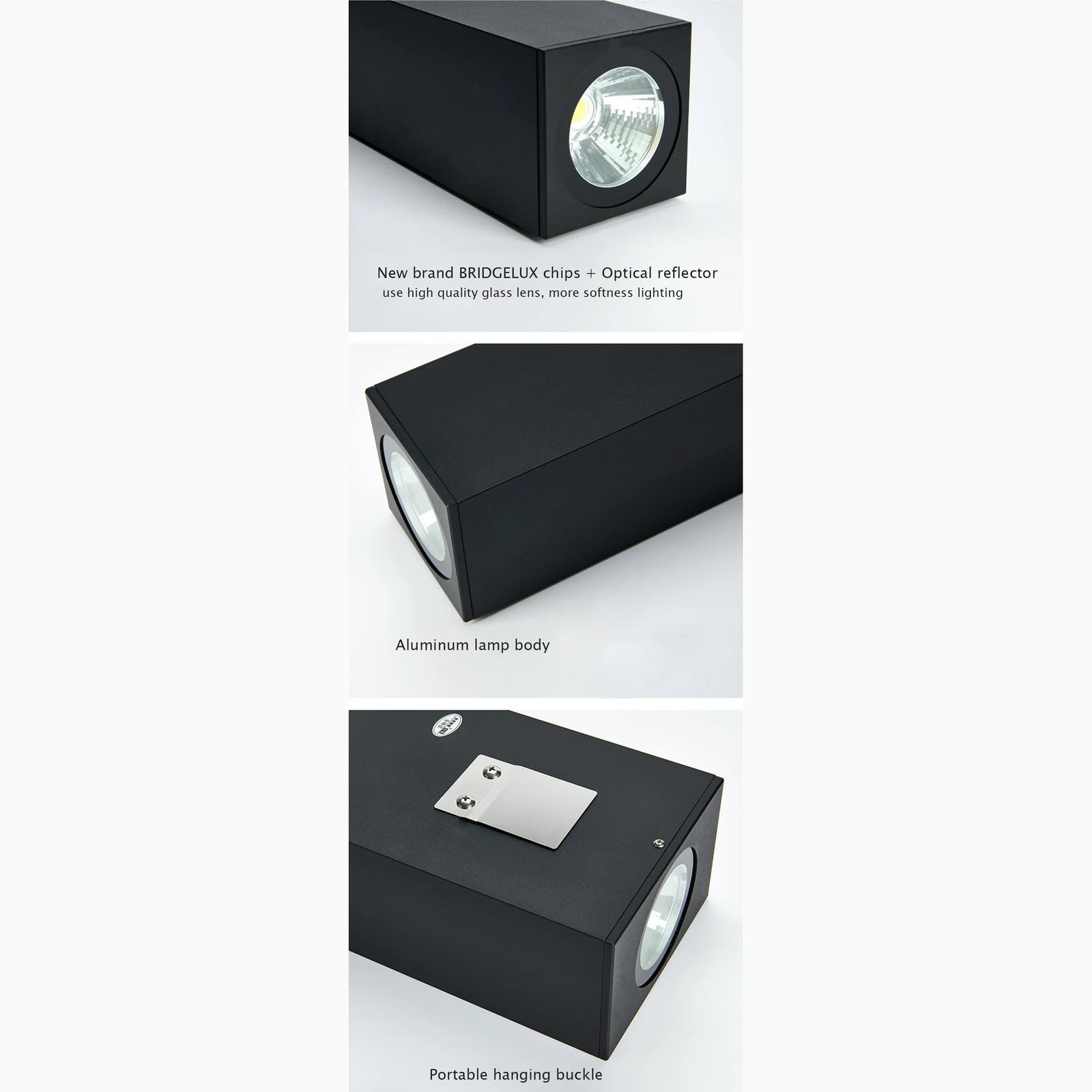 Lámpara de pared LED de aluminio impermeable para exteriores, moderna, en blanco y negro, para jardín
