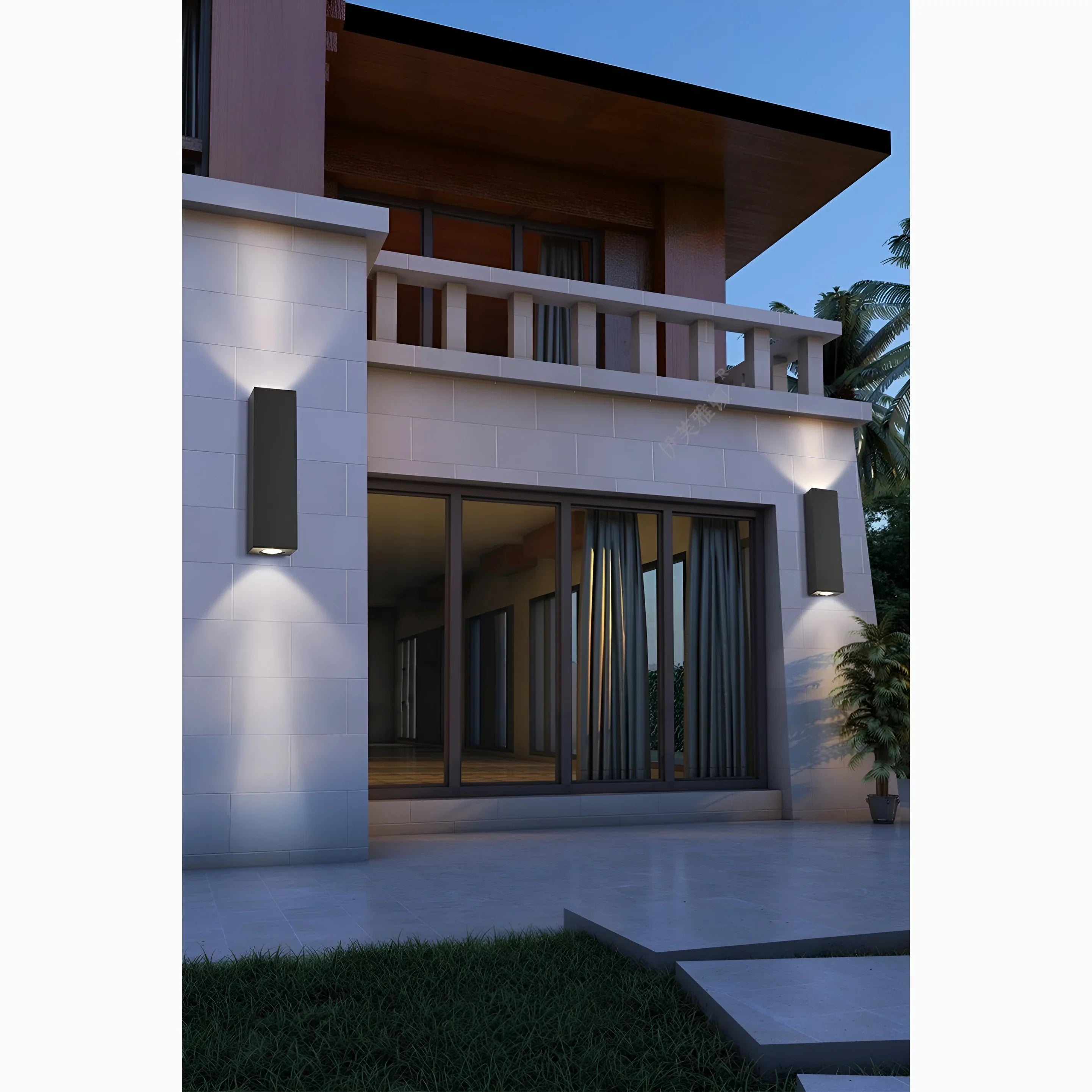 Lámpara de pared LED de aluminio impermeable para exteriores, moderna, en blanco y negro, para jardín