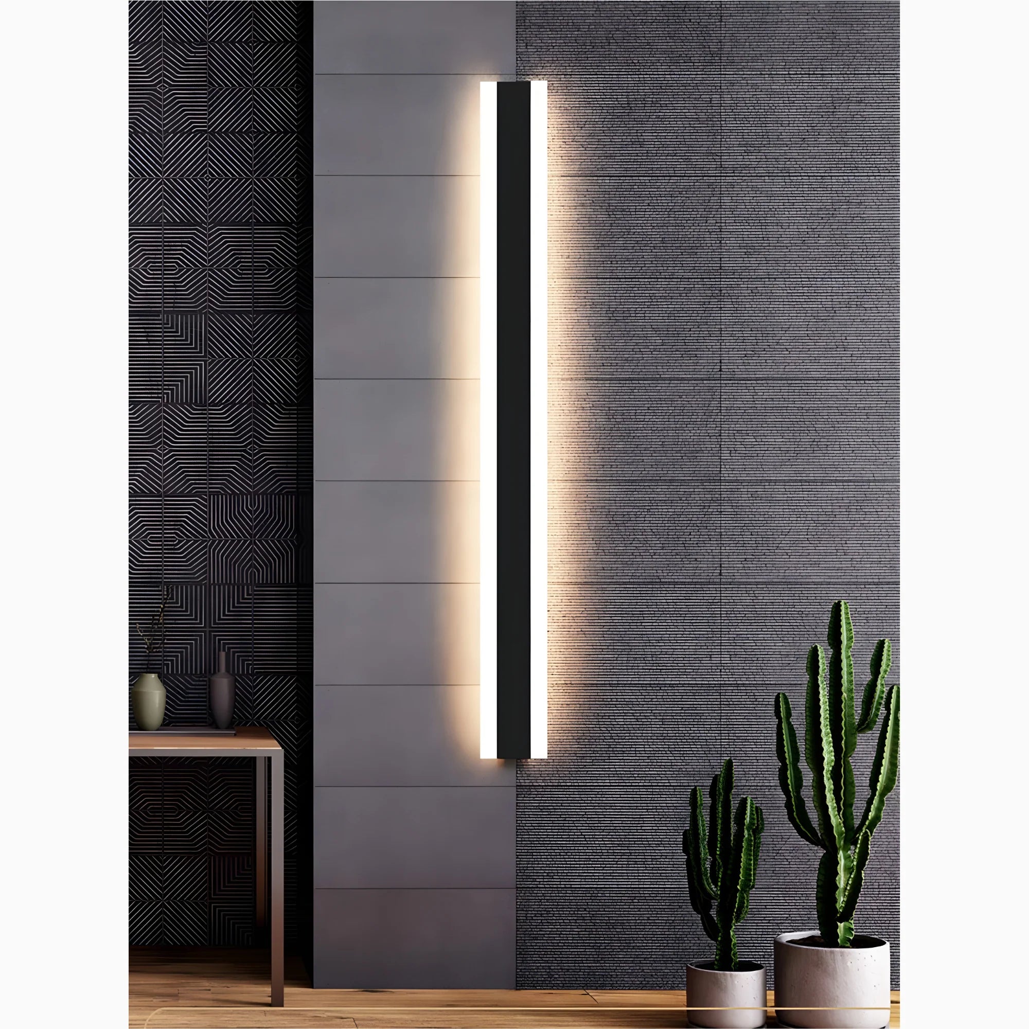Lámpara de pared LED moderna de aluminio resistente al agua y negra para exteriores para porche