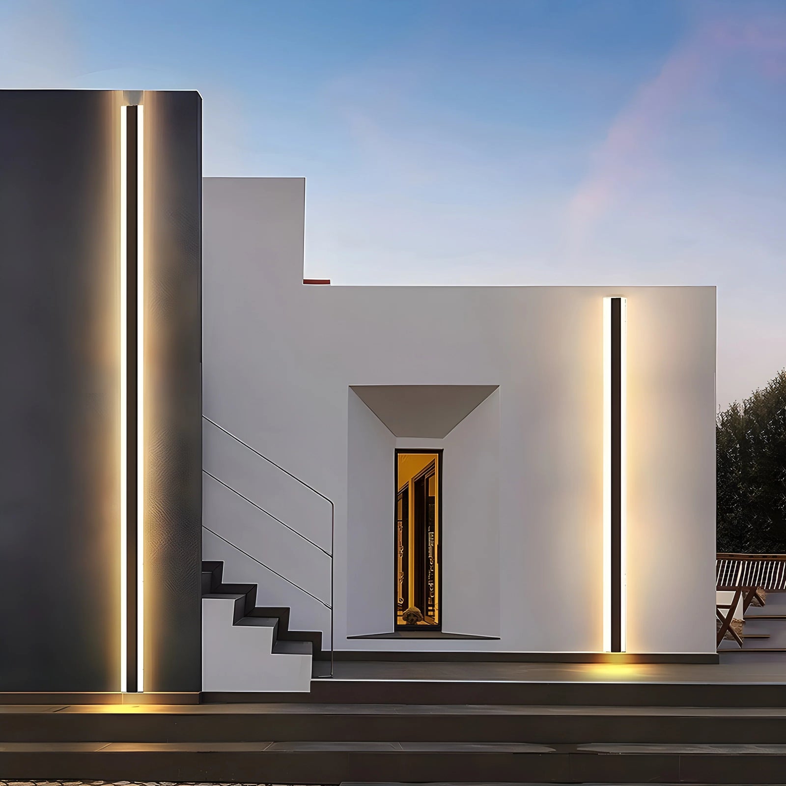 Lámpara de pared LED moderna de aluminio resistente al agua y negra para exteriores para porche