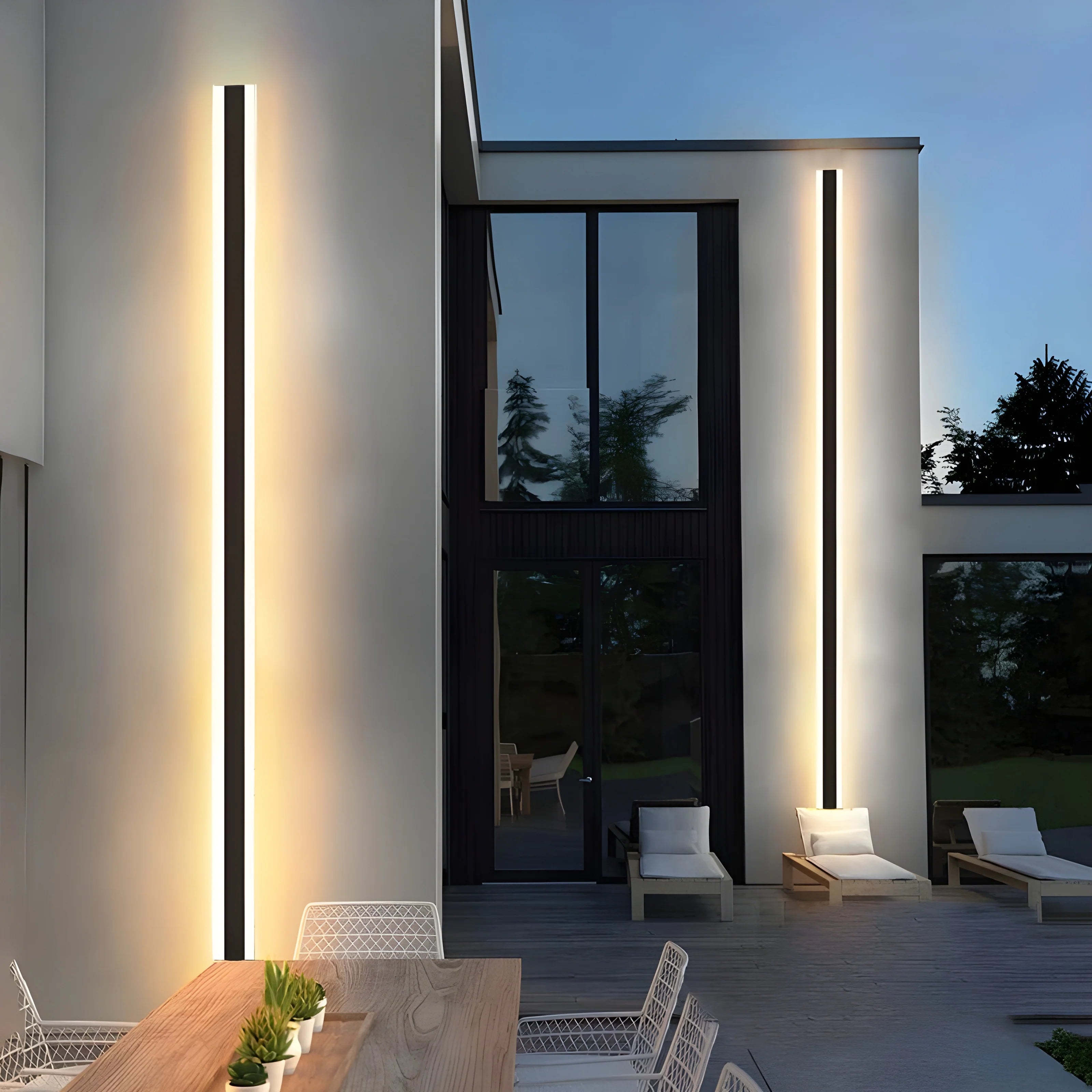 Lámpara de pared LED moderna de aluminio resistente al agua y negra para exteriores para porche