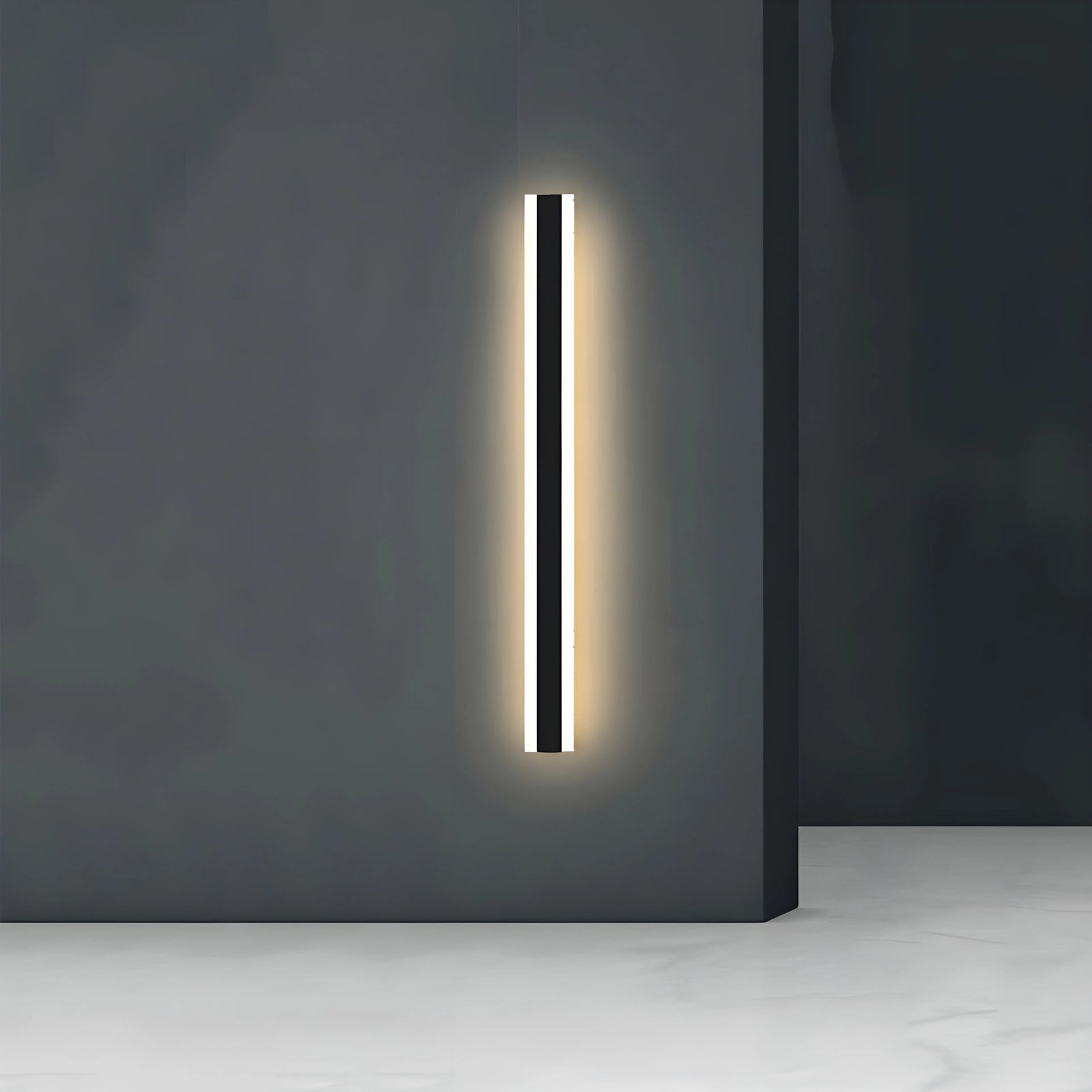 Lámpara de pared LED moderna de aluminio resistente al agua y negra para exteriores para porche