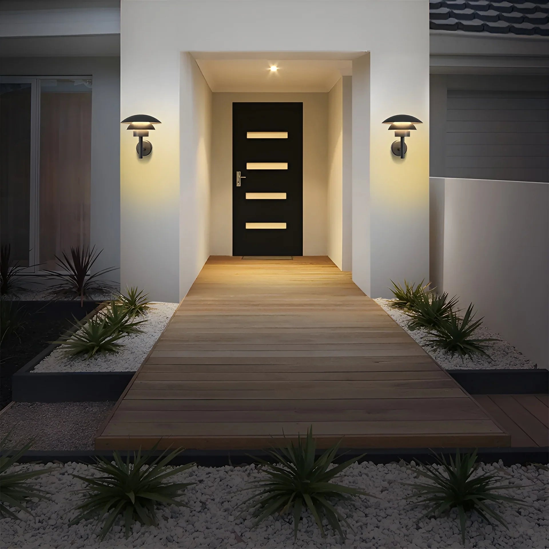 Luminaria LED impermeable para exteriores, moderna, de color negro, para jardín y villa