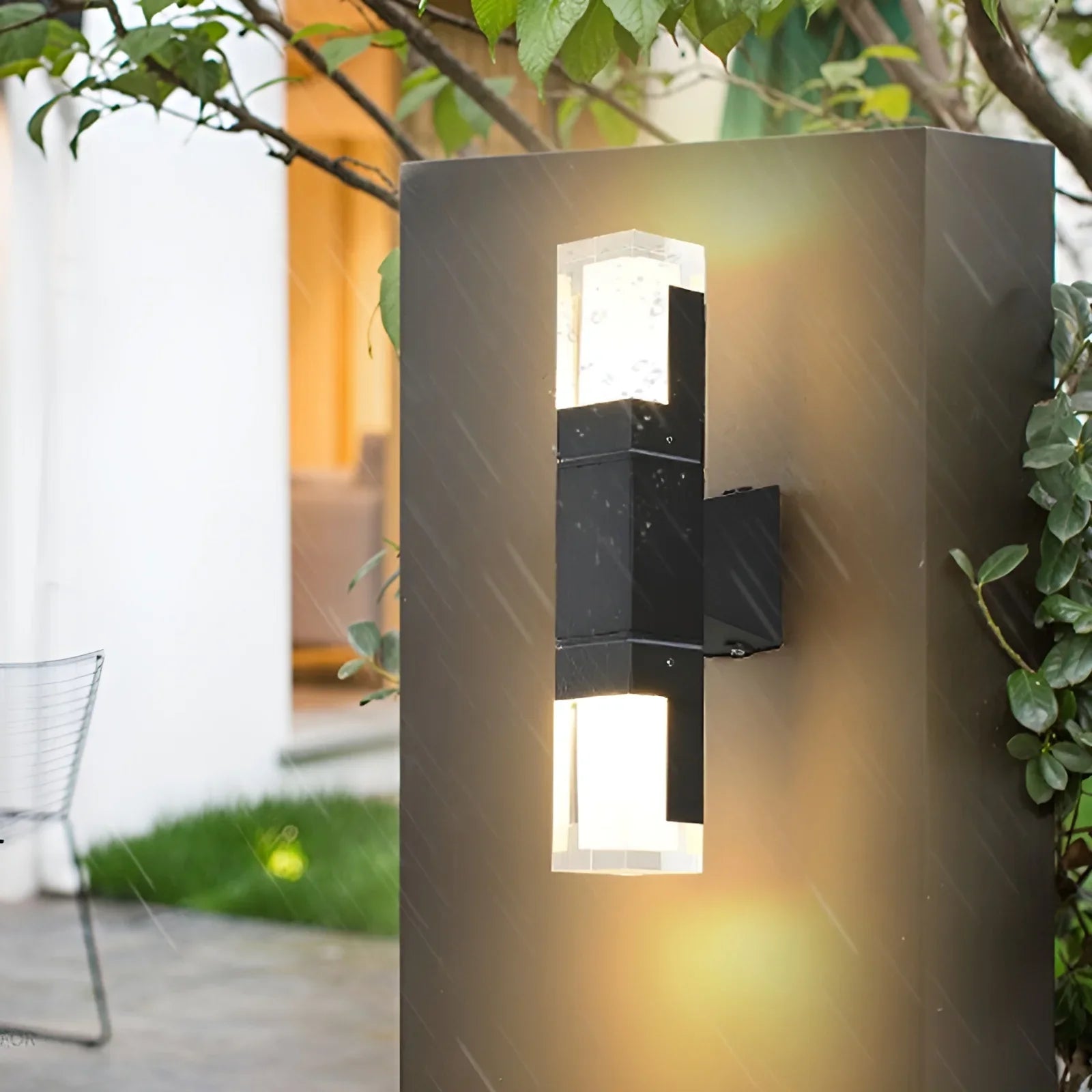 Lámpara de pared LED impermeable para exteriores, moderna, de color negro, para villas y porches