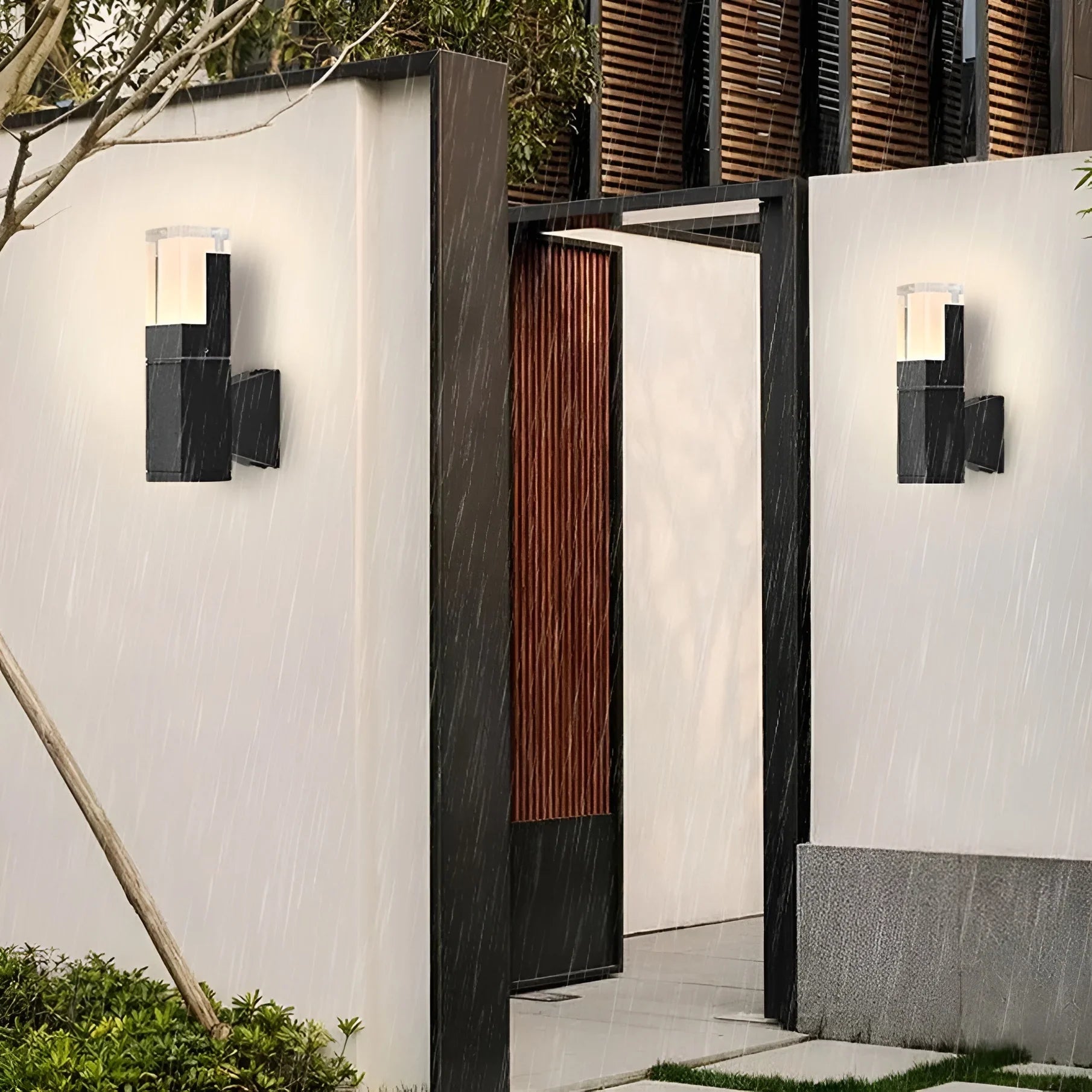Lámpara de pared LED impermeable para exteriores, moderna, de color negro, para villas y porches