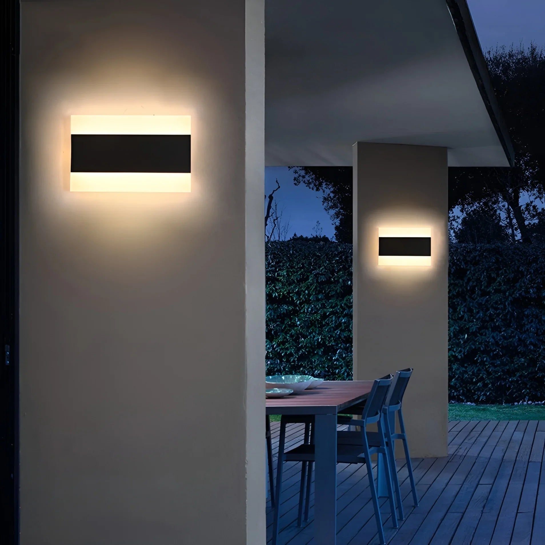 Lámpara de pared LED moderna para exteriores, resistente al agua, de color negro y brillante, para jardín y villa
