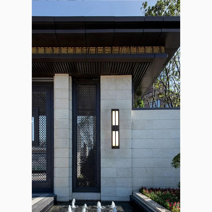 Aplique de pared LED moderno para exteriores, resistente al agua, de color negro y cobre, para porche de jardín