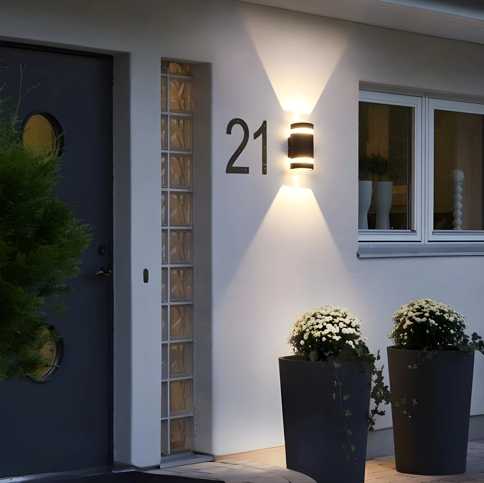 Aplique de pared LED de aluminio para exteriores, moderno, negro mate, resistente al agua, para porche