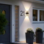 Aplique de pared LED de aluminio para exteriores, moderno, negro mate, resistente al agua, para porche