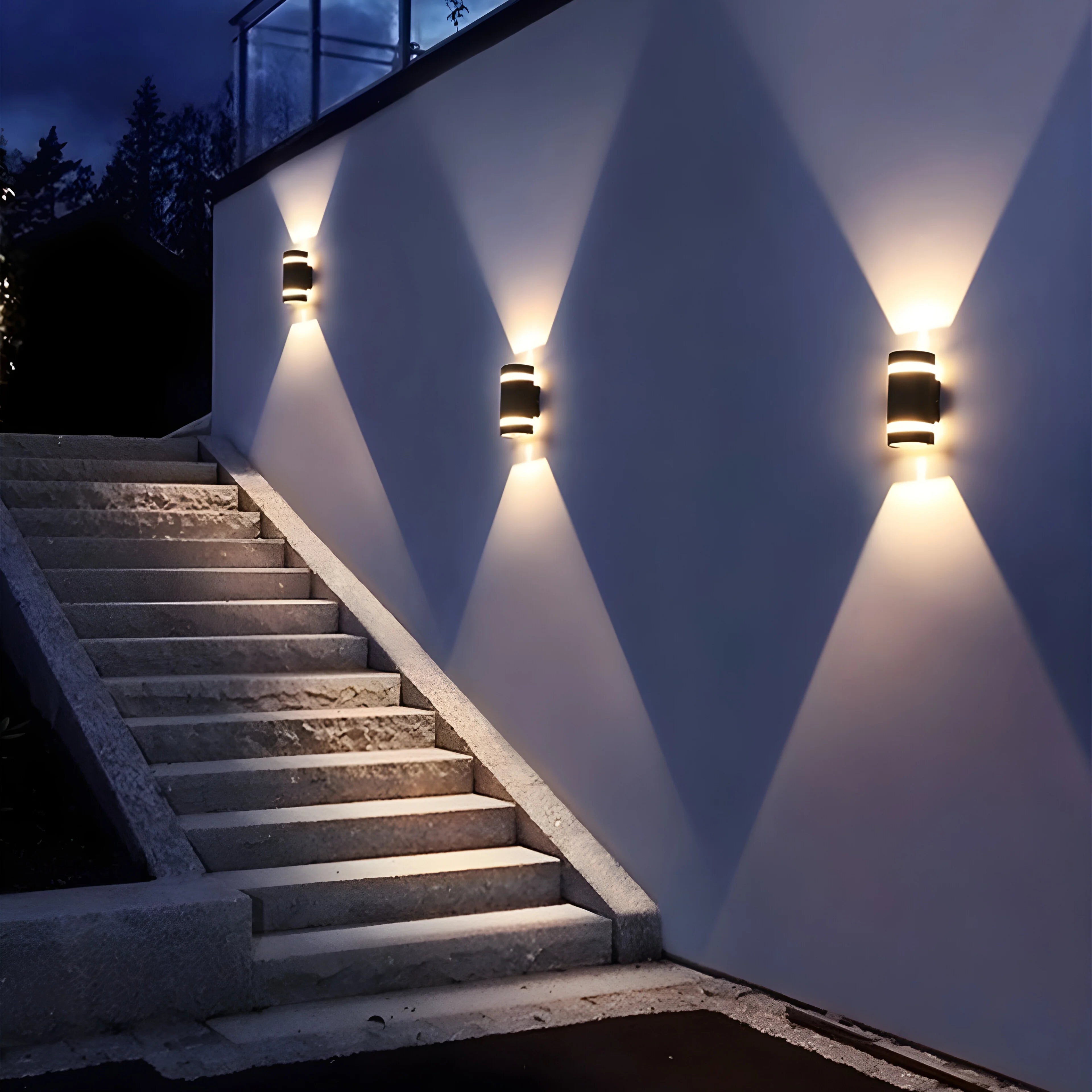 Aplique de pared LED de aluminio para exteriores, moderno, negro mate, resistente al agua, para porche