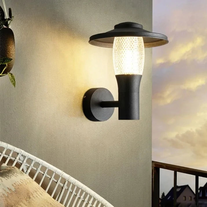 Lámpara de pared LED de aluminio para exteriores, moderna, negra, resistente al agua, para villas y jardines