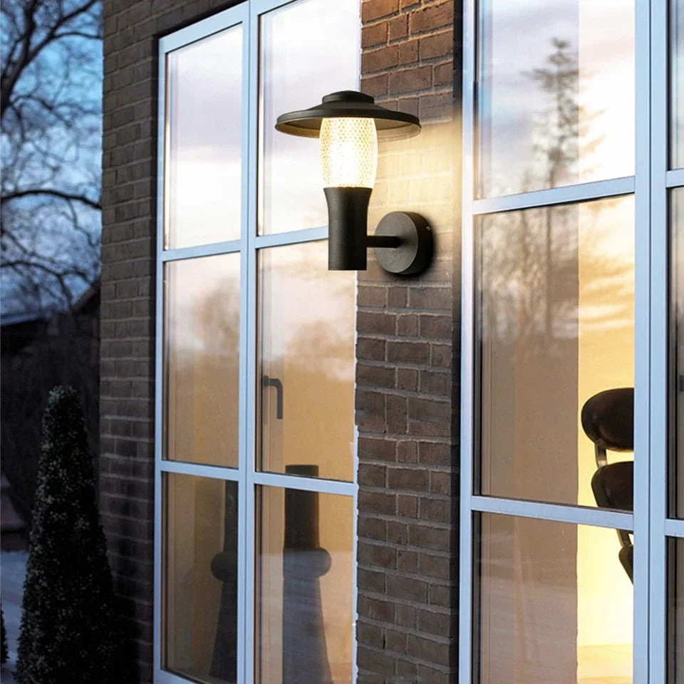 Lámpara de pared LED de aluminio para exteriores, moderna, negra, resistente al agua, para villas y jardines