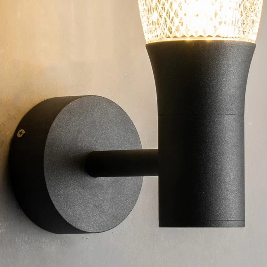 Lámpara de pared LED de aluminio para exteriores, moderna, negra, resistente al agua, para villas y jardines
