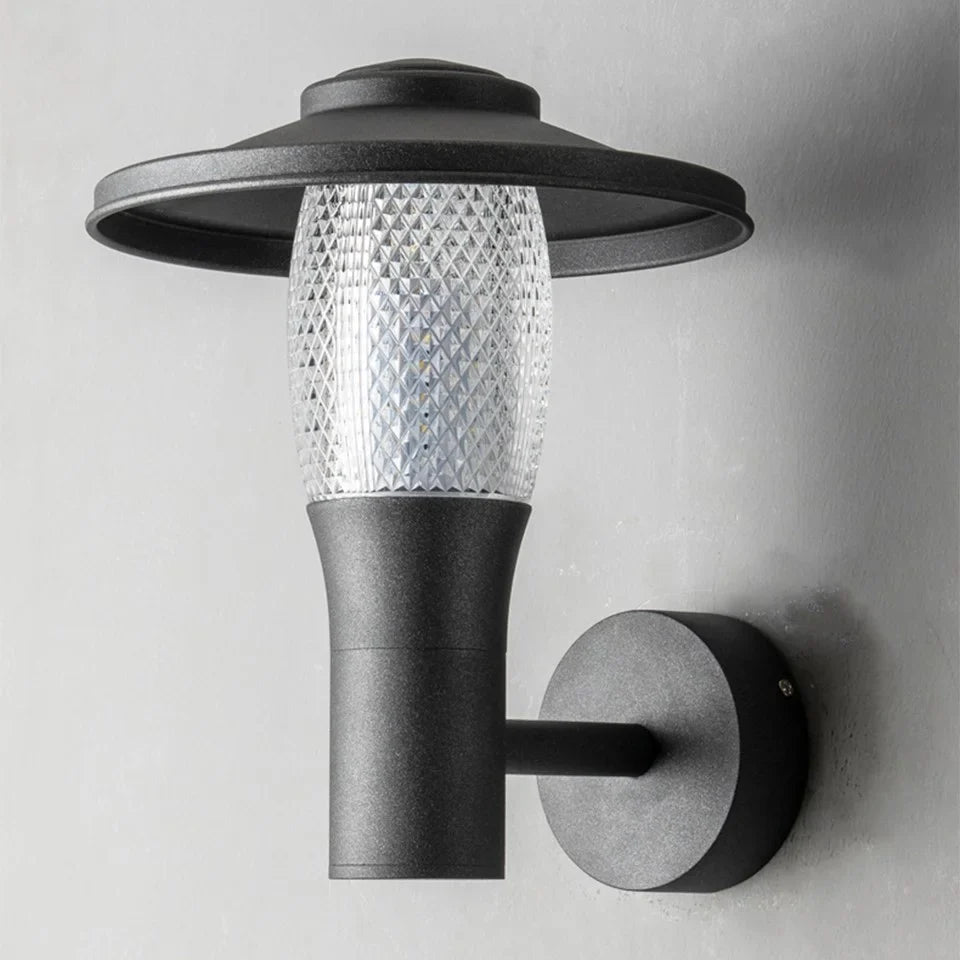 Lámpara de pared LED de aluminio para exteriores, moderna, negra, resistente al agua, para villas y jardines