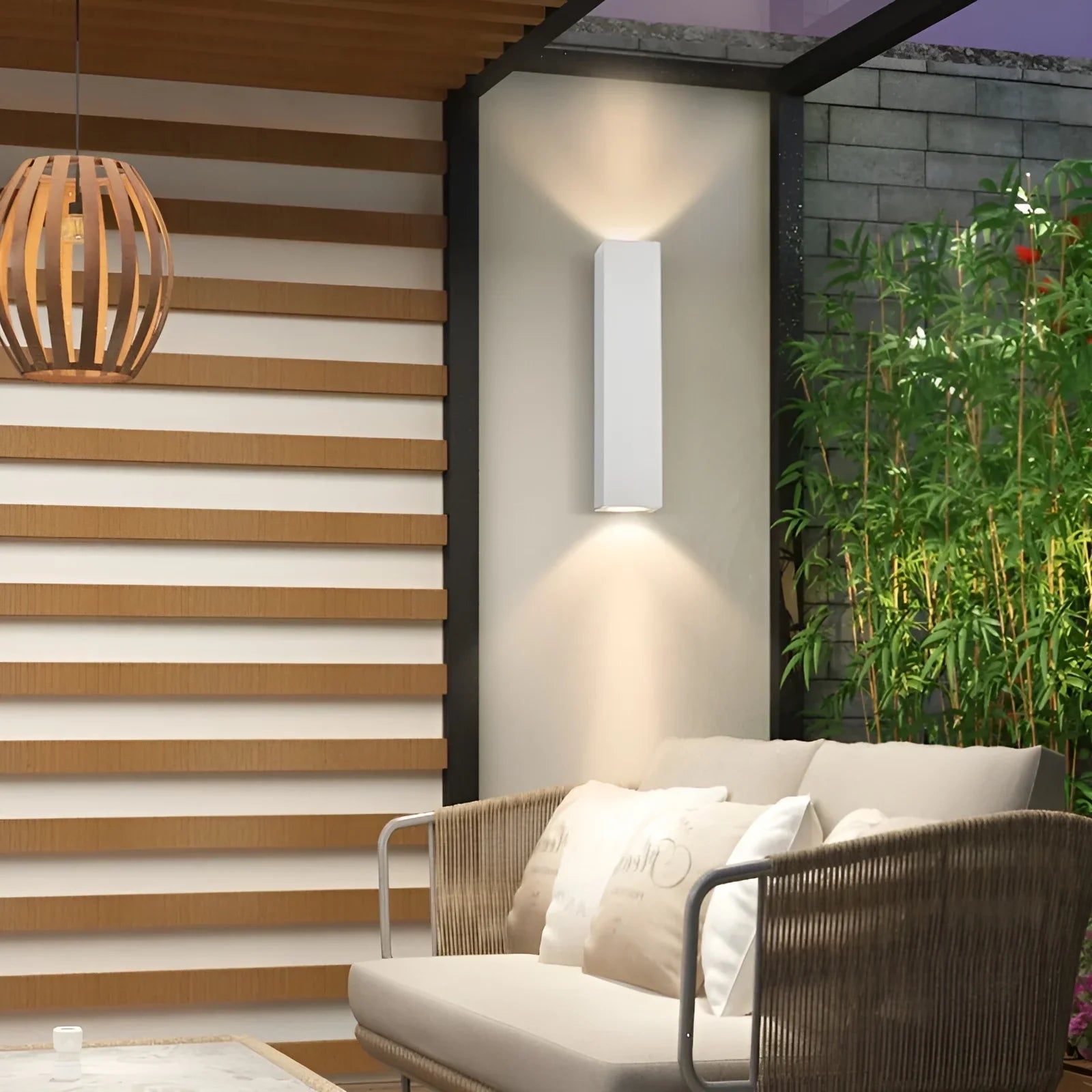 Lámpara de pared LED de aluminio impermeable para exteriores, moderna, en blanco y negro, para jardín