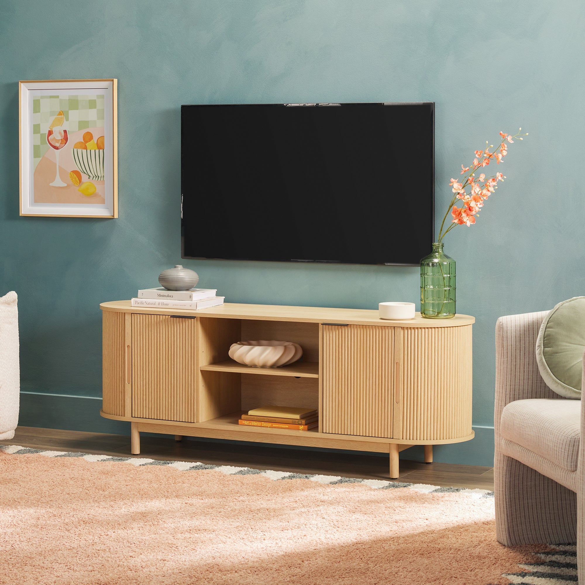 Mueble de TV moderno con estructura de caña Chloe