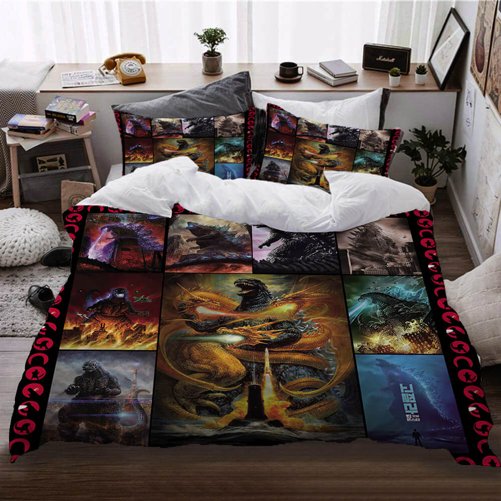 Juego de cama con funda de edredón y estampado de la película Godzilla vs Kong sin relleno