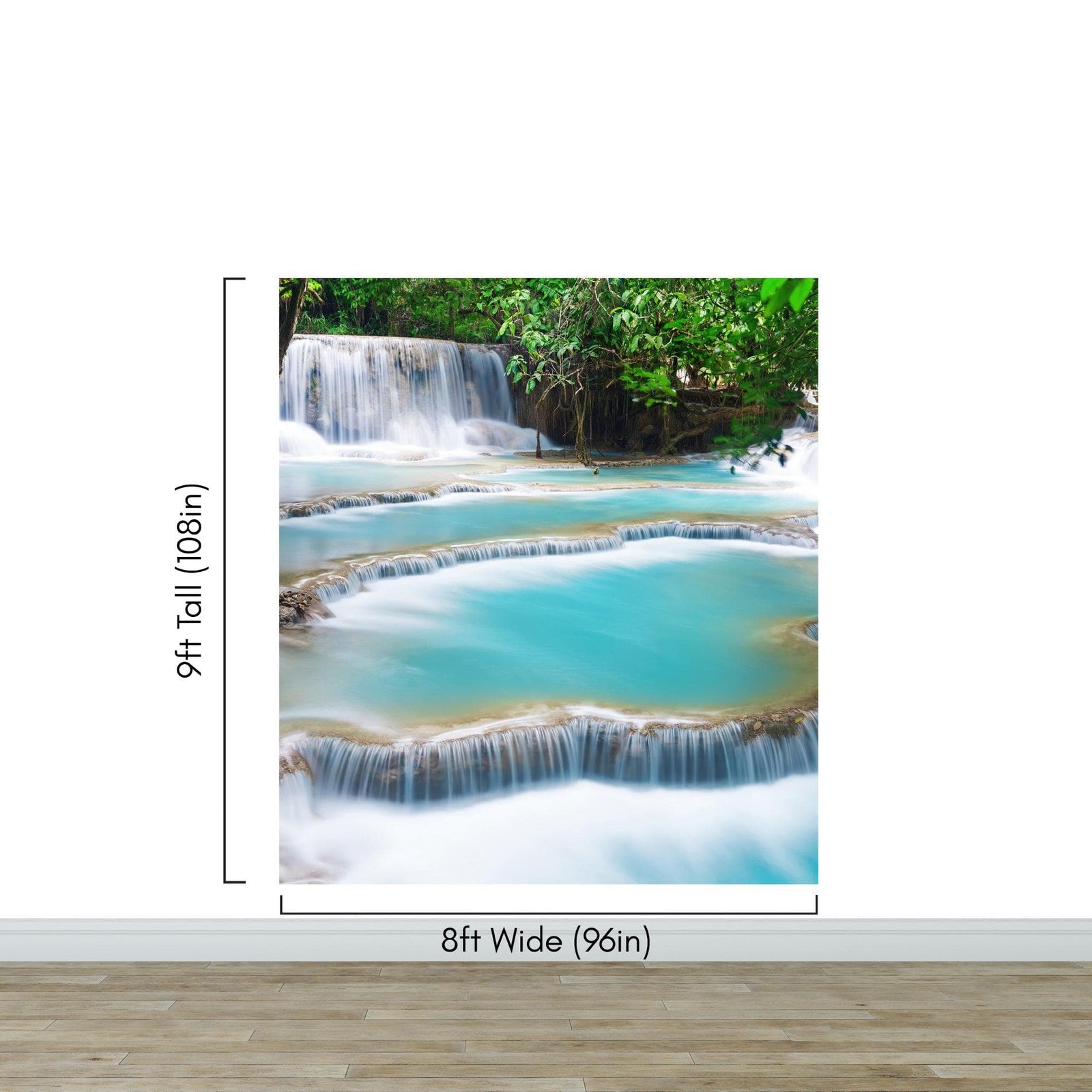 Mural de papel pintado con cascada de Kuang Si Tailandia. #6041