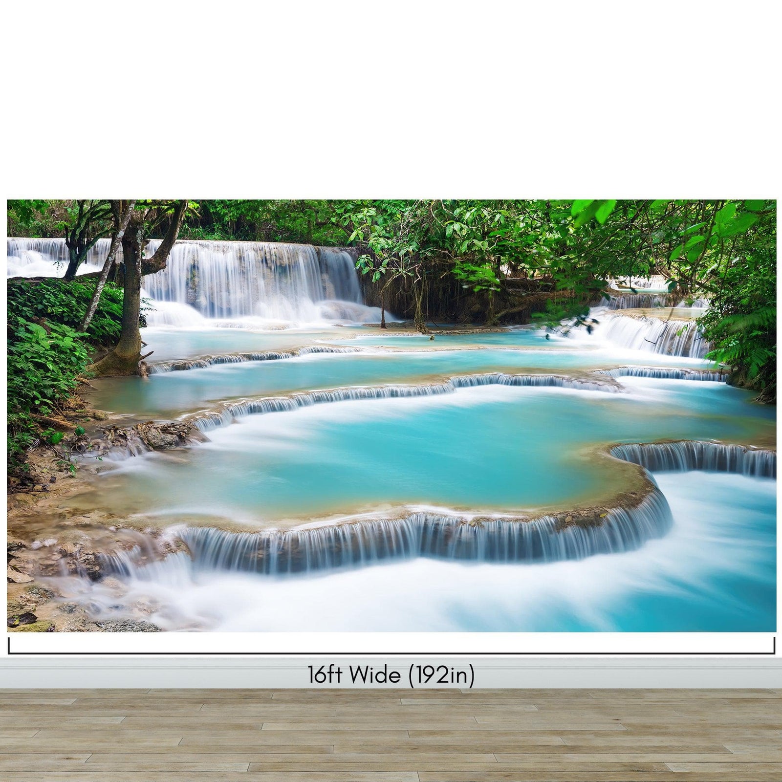 Mural de papel pintado con cascada de Kuang Si Tailandia. #6041