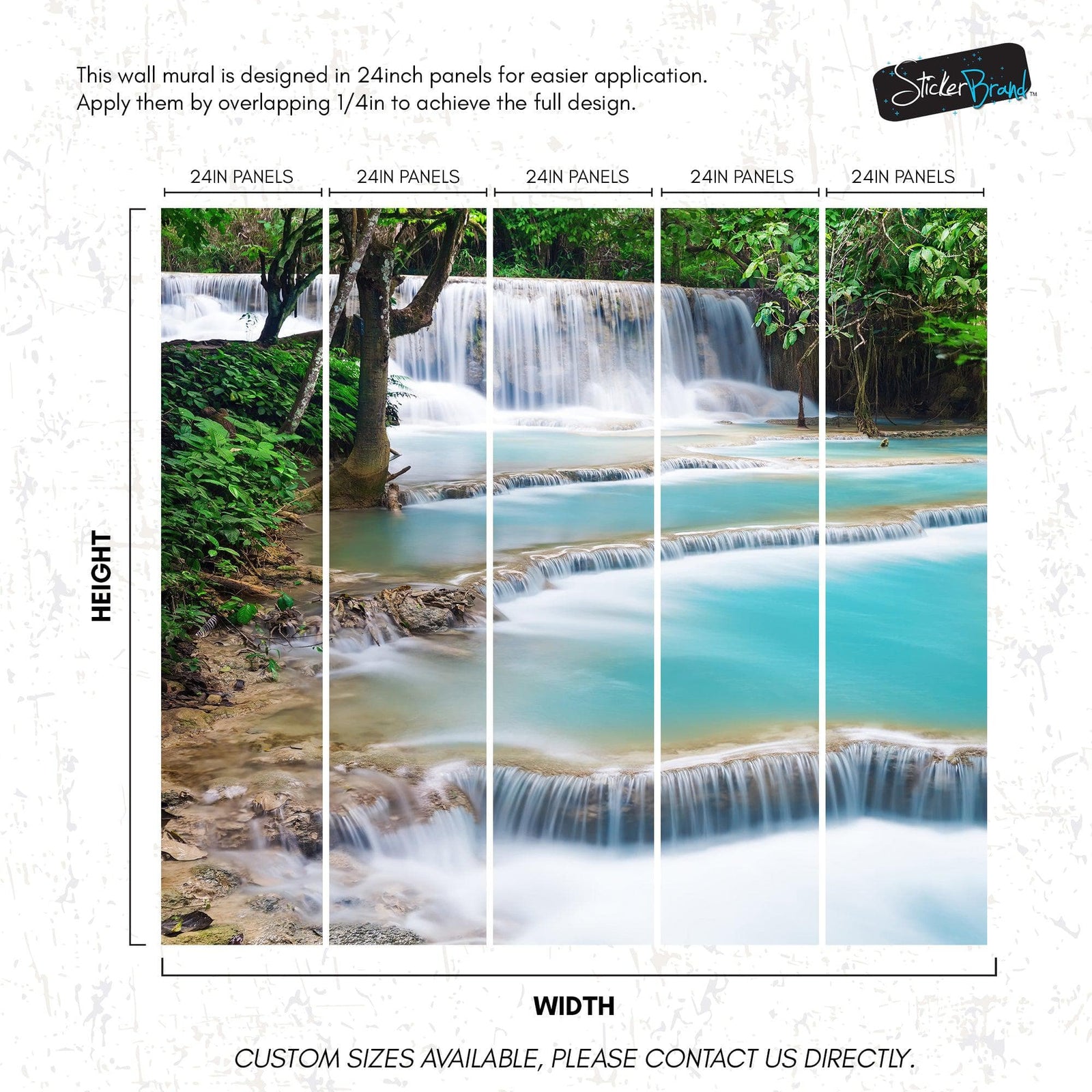 Mural de papel pintado con cascada de Kuang Si Tailandia. #6041