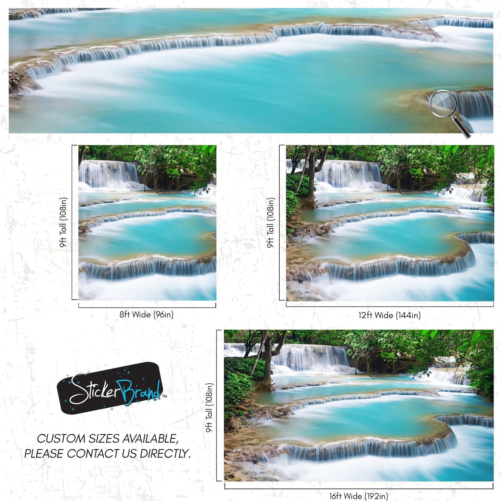 Mural de papel pintado con cascada de Kuang Si Tailandia. #6041