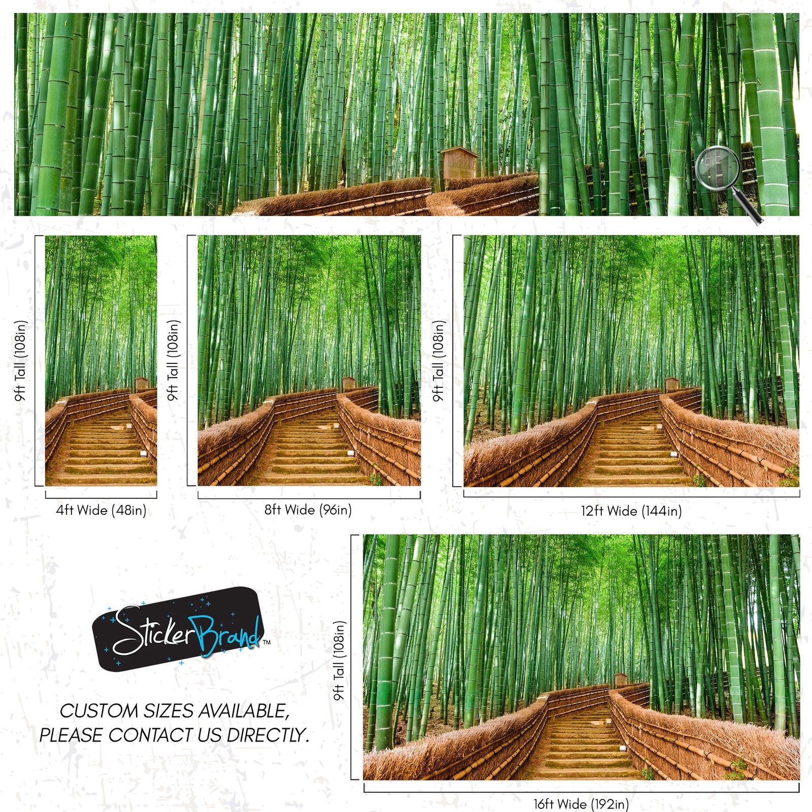 Mural de pared del bosque de bambú japonés Arashiyama Woods n.° 6043
