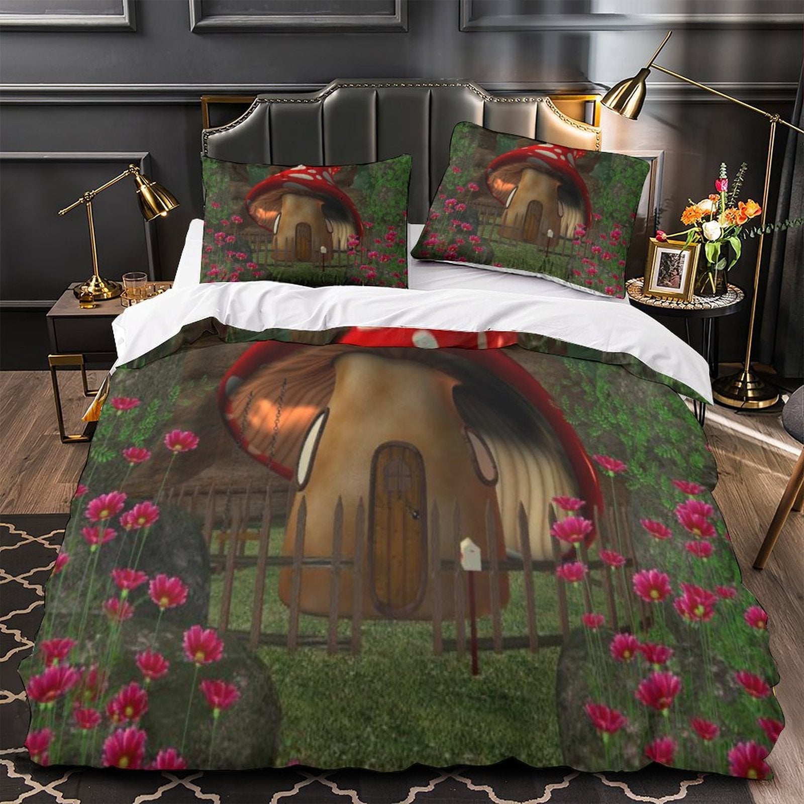 Mushroom House Bedding Set Quilt Cover Room Decoration
