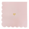Servilletas de cóctel rosas con corazón dorado