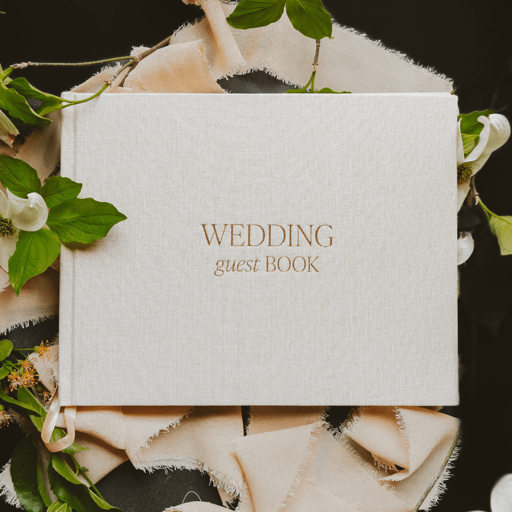 Libro de visitas de boda en color canela