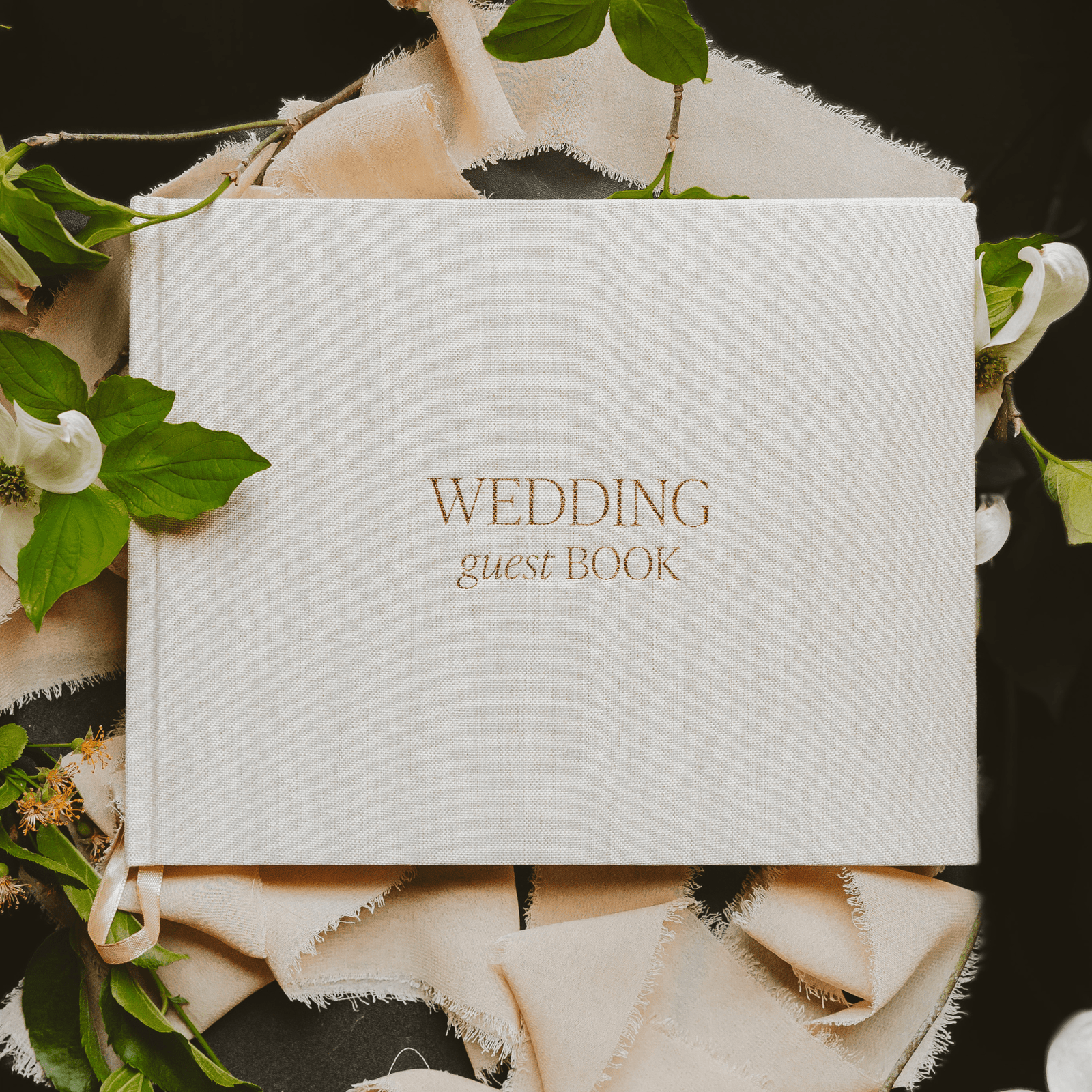 Libro de visitas de boda en color canela
