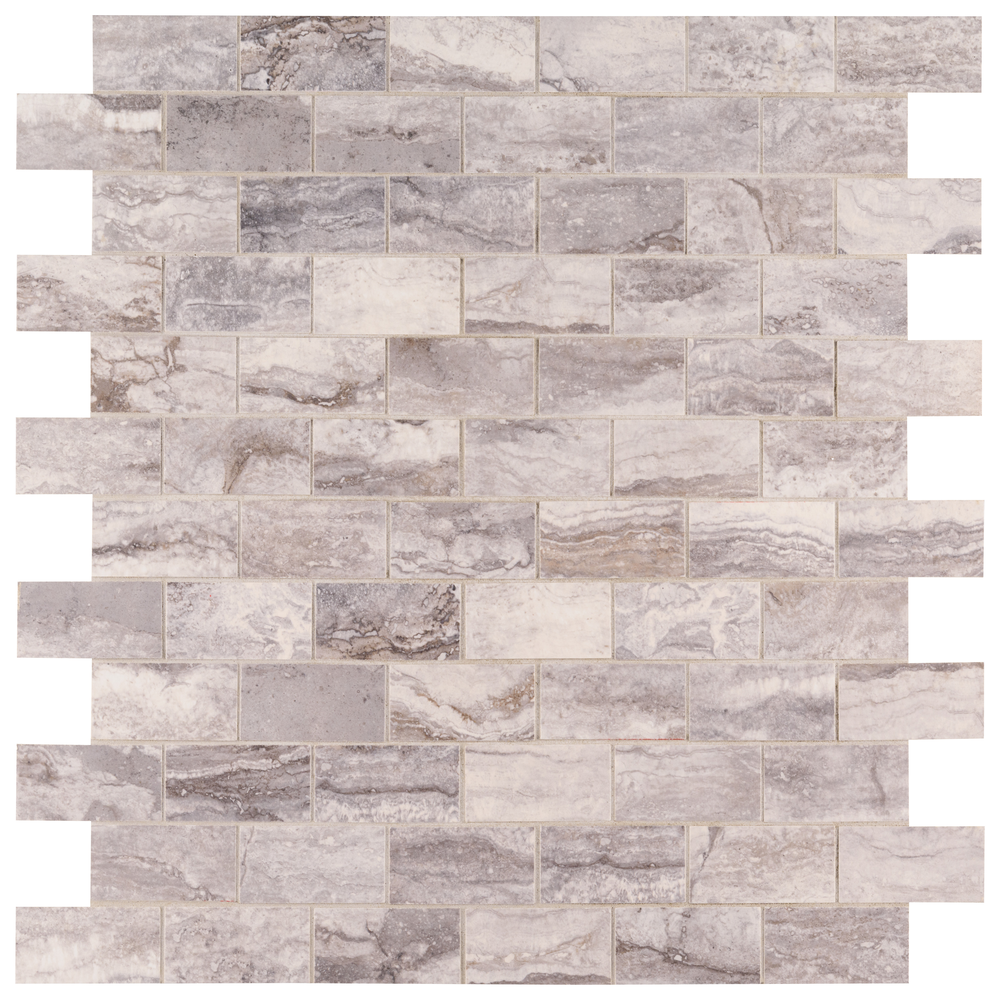 Mosaico Bernini Carbone de porcelana pulida de 30 x 30 cm con montaje en malla - Colección MSI