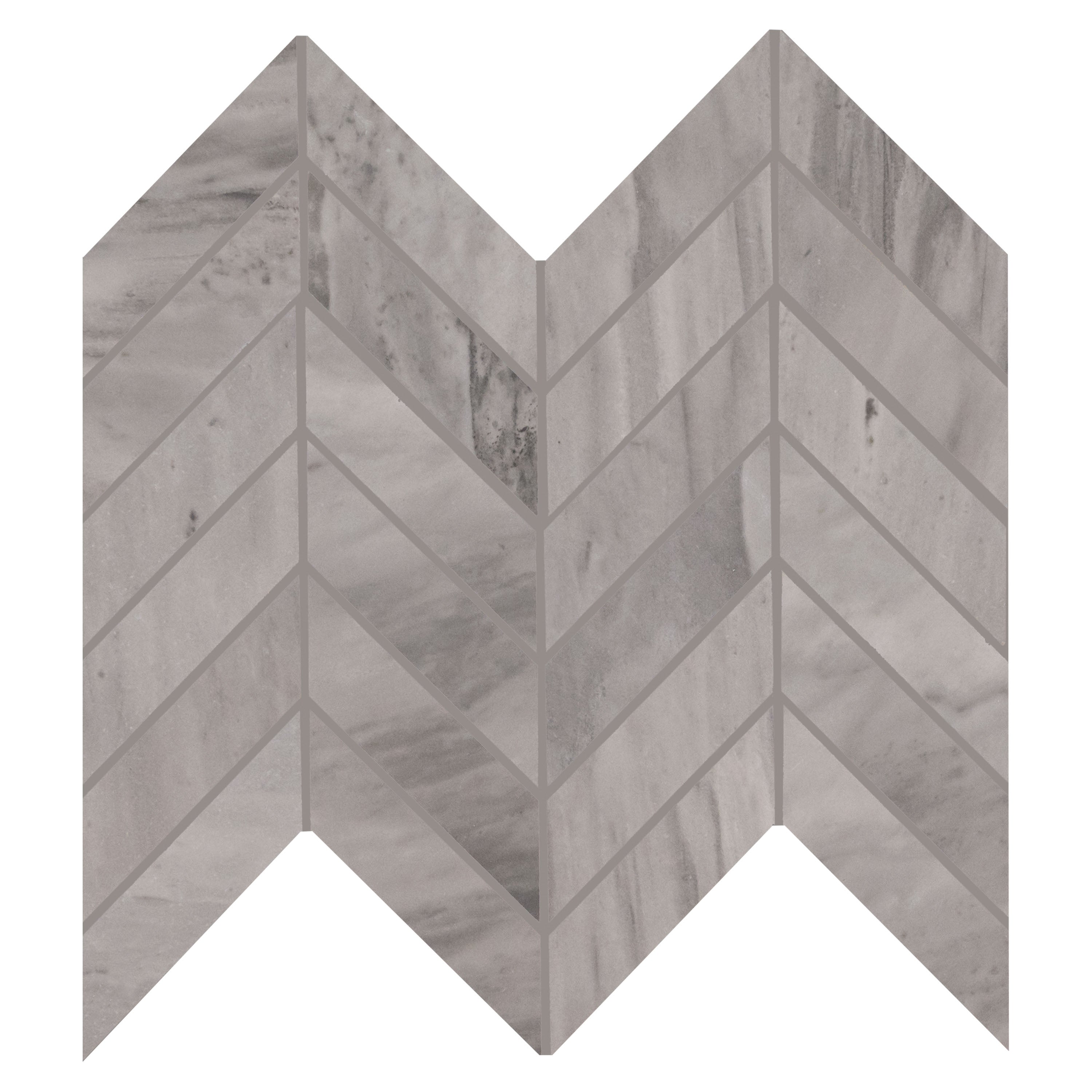 Mosaico de porcelana Eden Bardiglio con diseño de chevron mate de 30 x 38 cm - Colección MSI