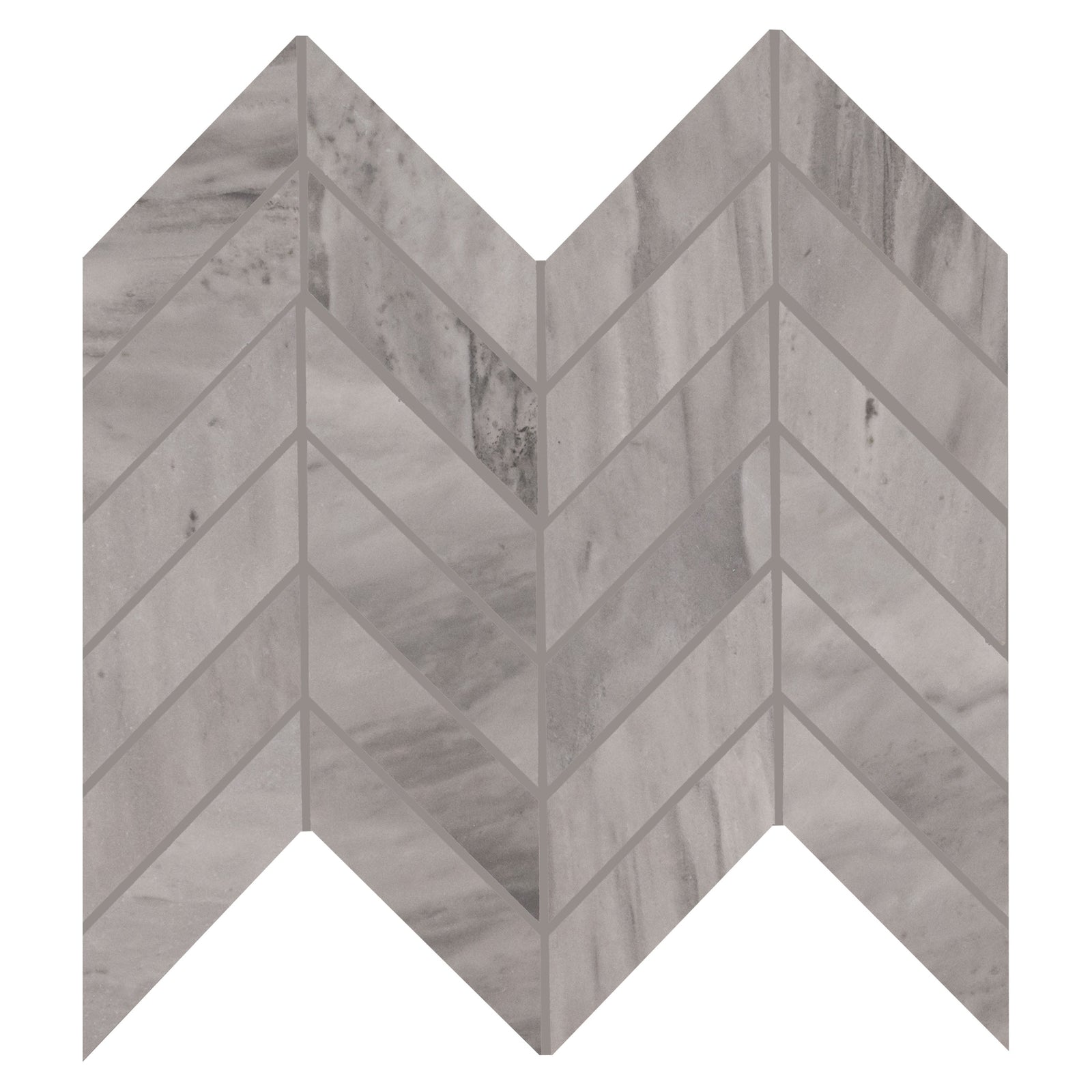 Mosaico de porcelana Eden Bardiglio con diseño de chevron mate de 30 x 38 cm - Colección MSI