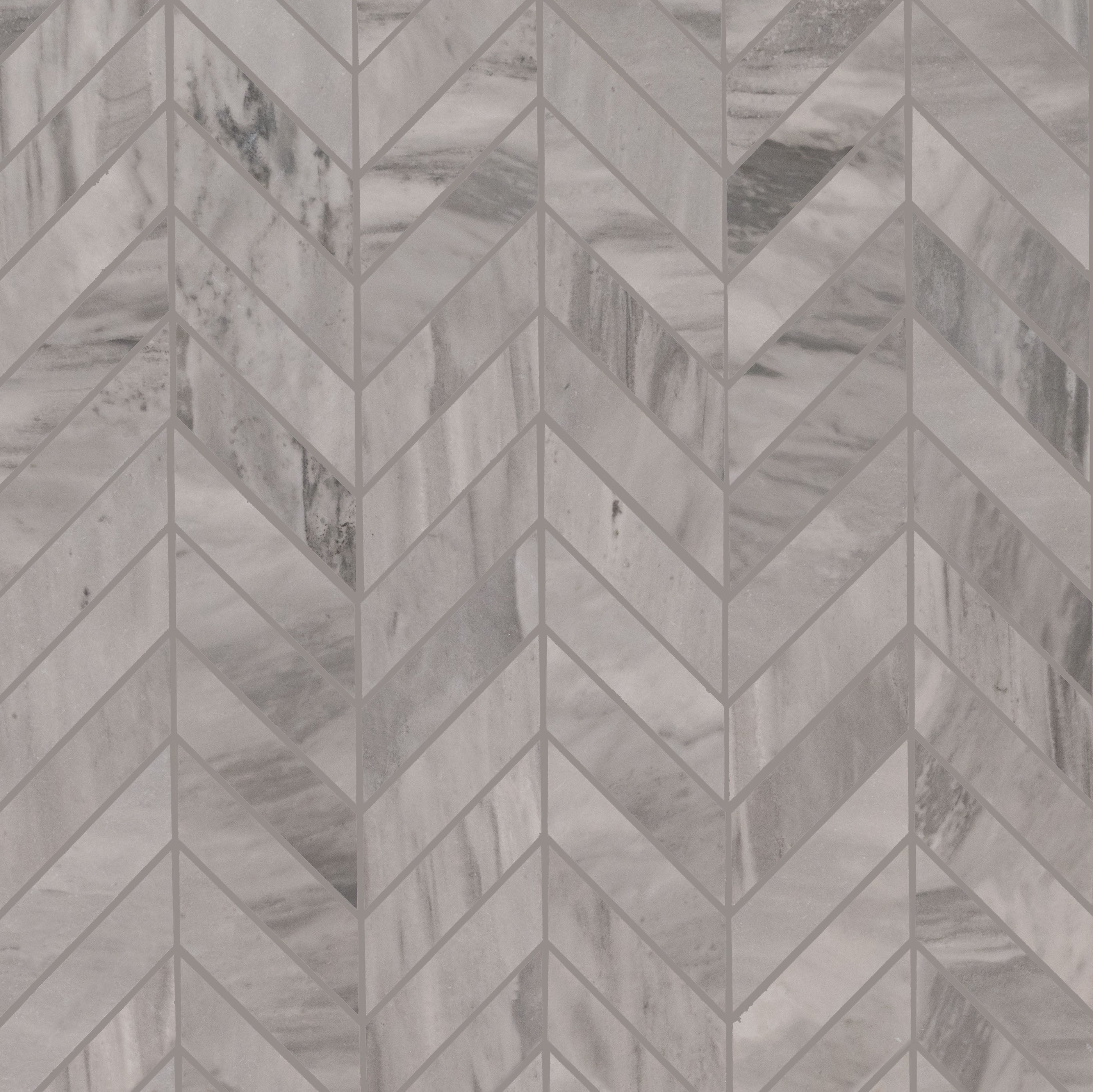 Mosaico de porcelana Eden Bardiglio con diseño de chevron mate de 30 x 38 cm - Colección MSI