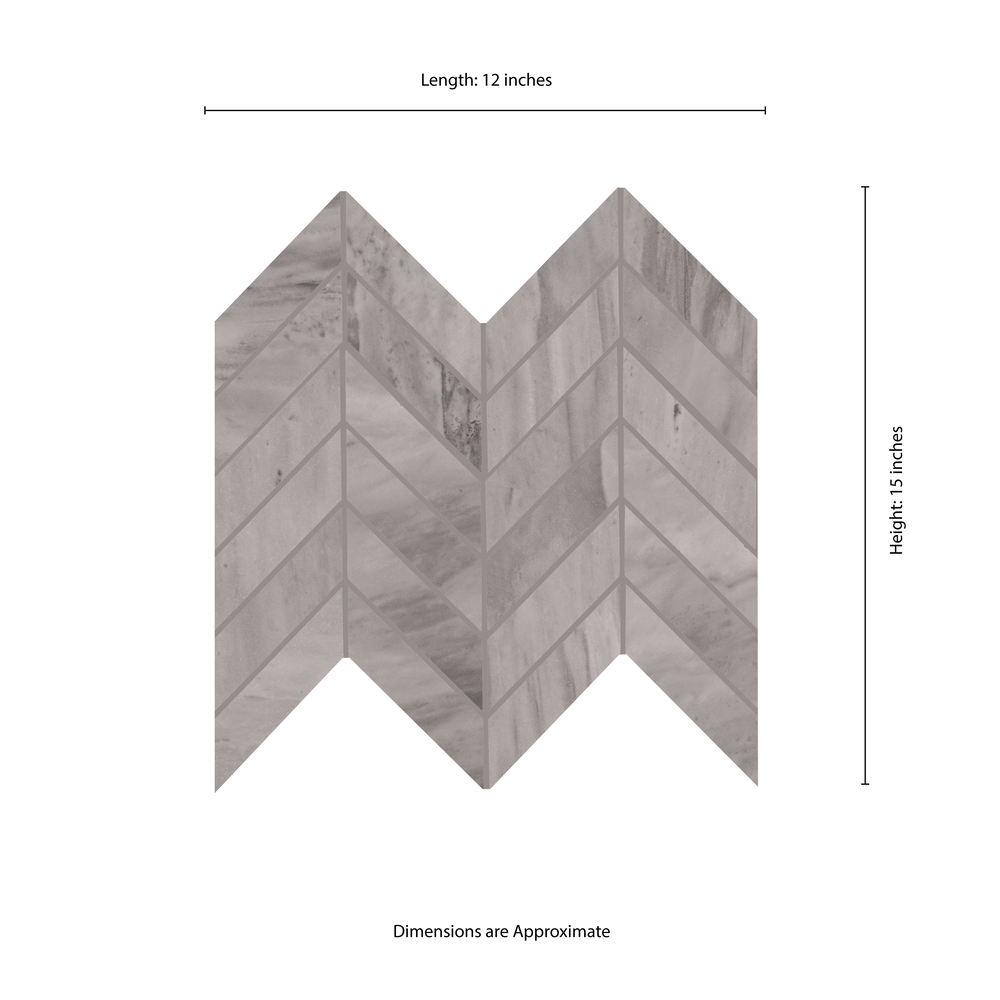 Mosaico de porcelana Eden Bardiglio con diseño de chevron mate de 30 x 38 cm - Colección MSI