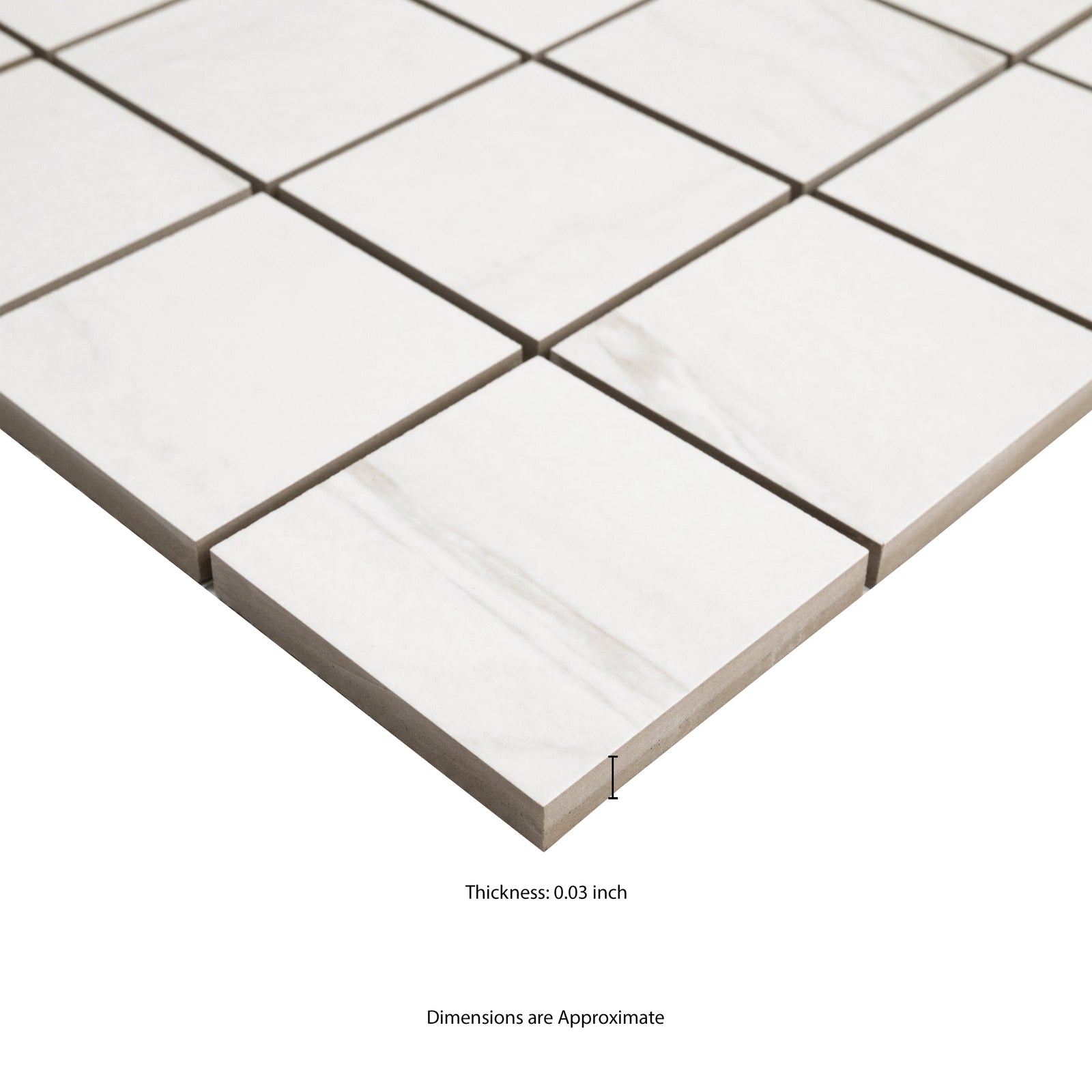 Azulejo de mosaico de porcelana mate Kaya Zermatta Blanca de 30 x 30 cm para piso y pared - Colección MSI