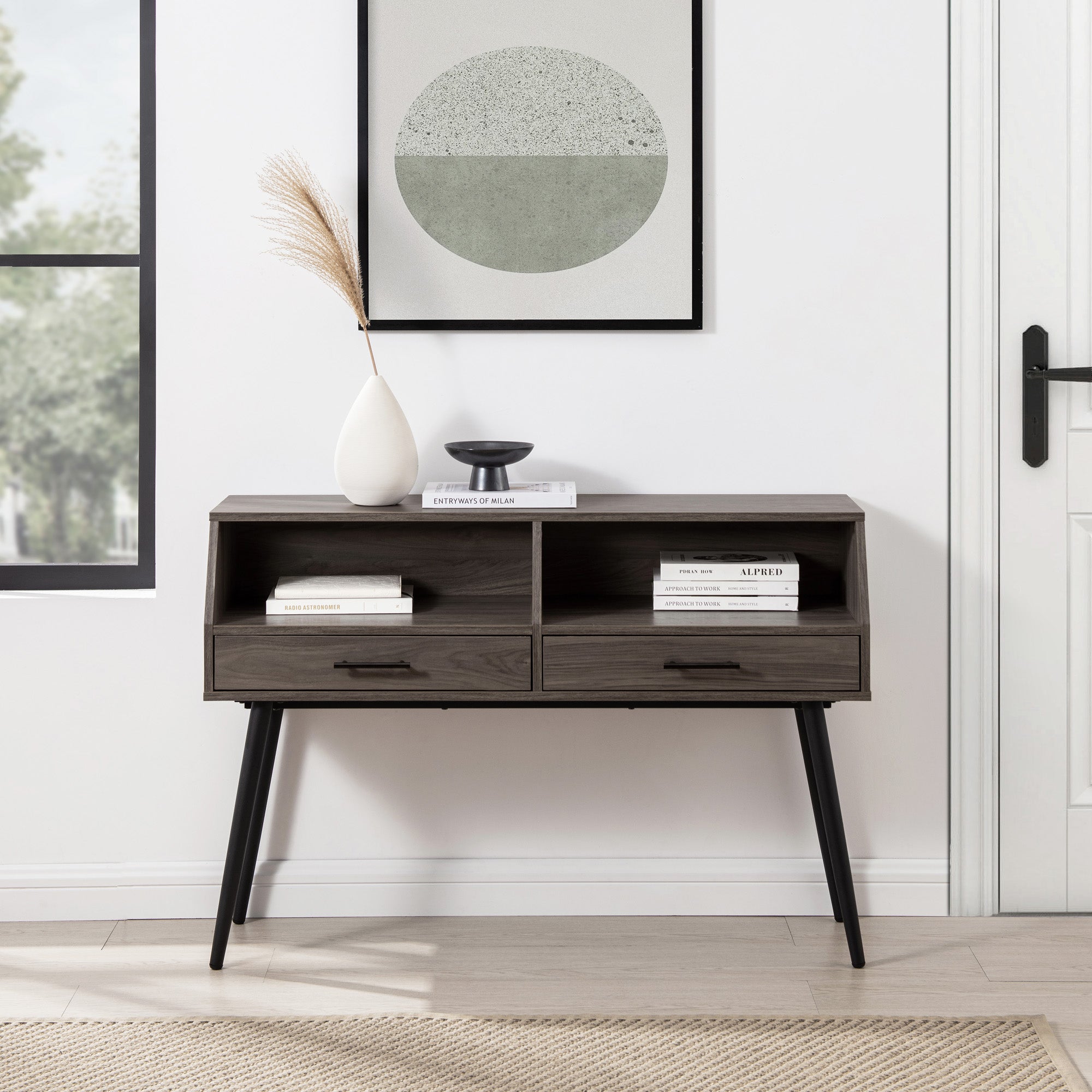 Mesa de entrada contemporánea de 44" con dos cajones