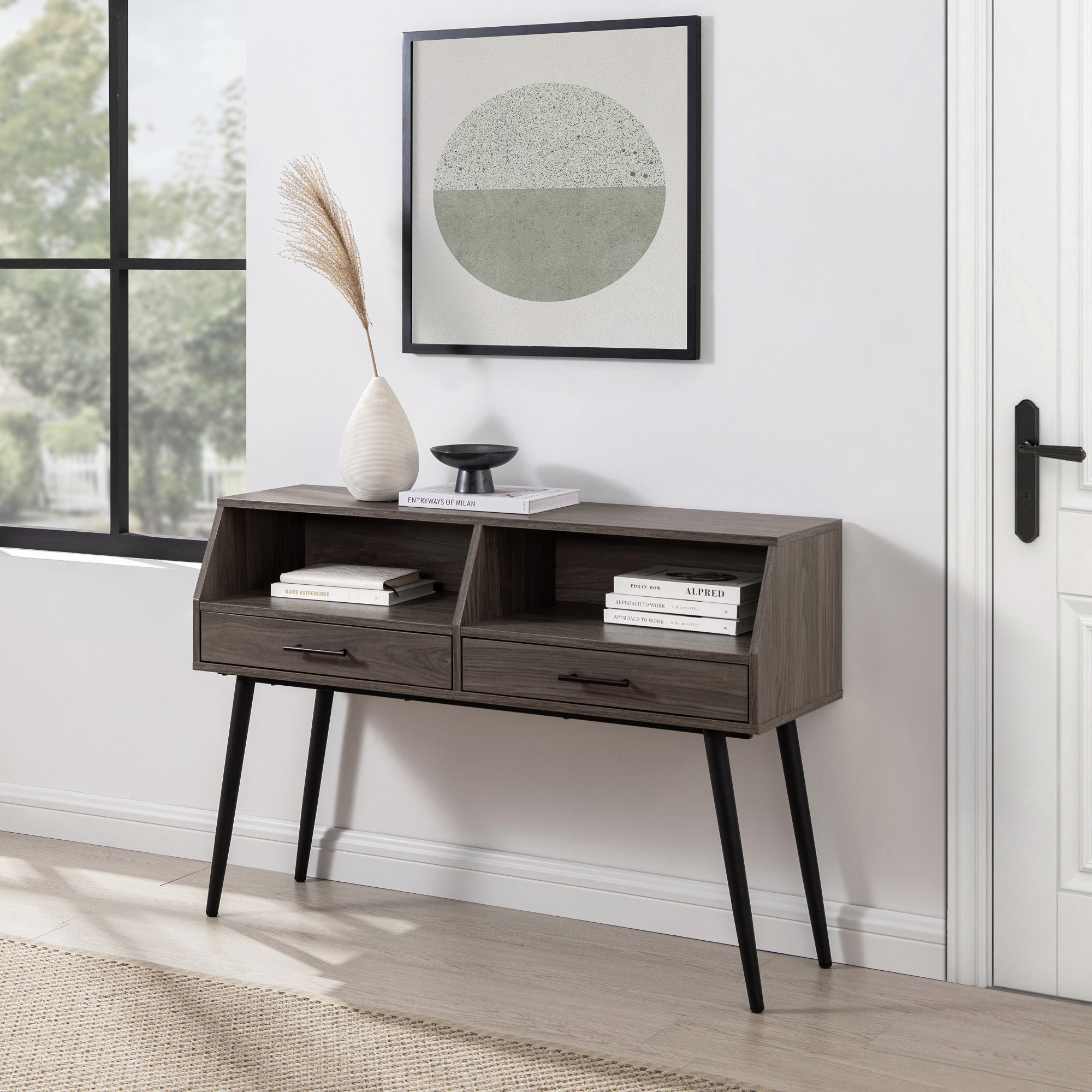 Mesa de entrada contemporánea de 44" con dos cajones