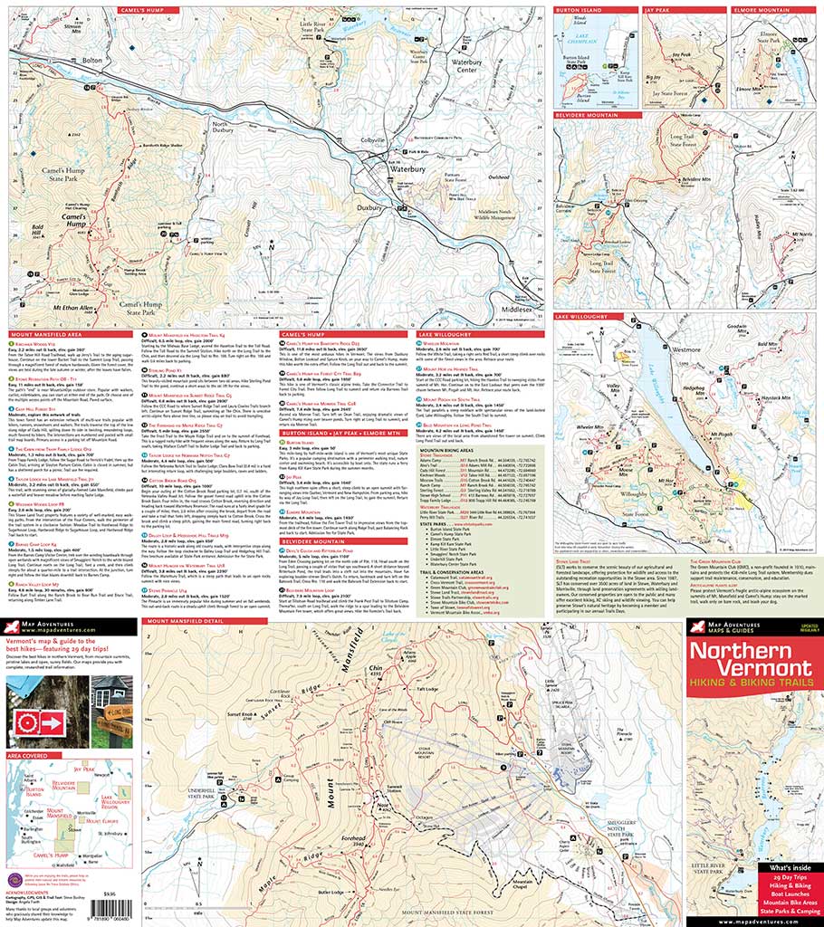 Northern Vermont Hiking Trails Hiking Trail Map
