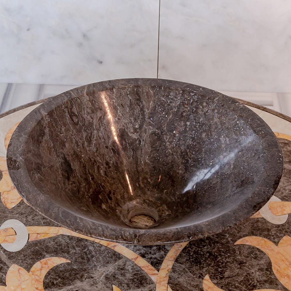 Narcist Brown Marble V-Shape Tapered Sink Polished (D)16