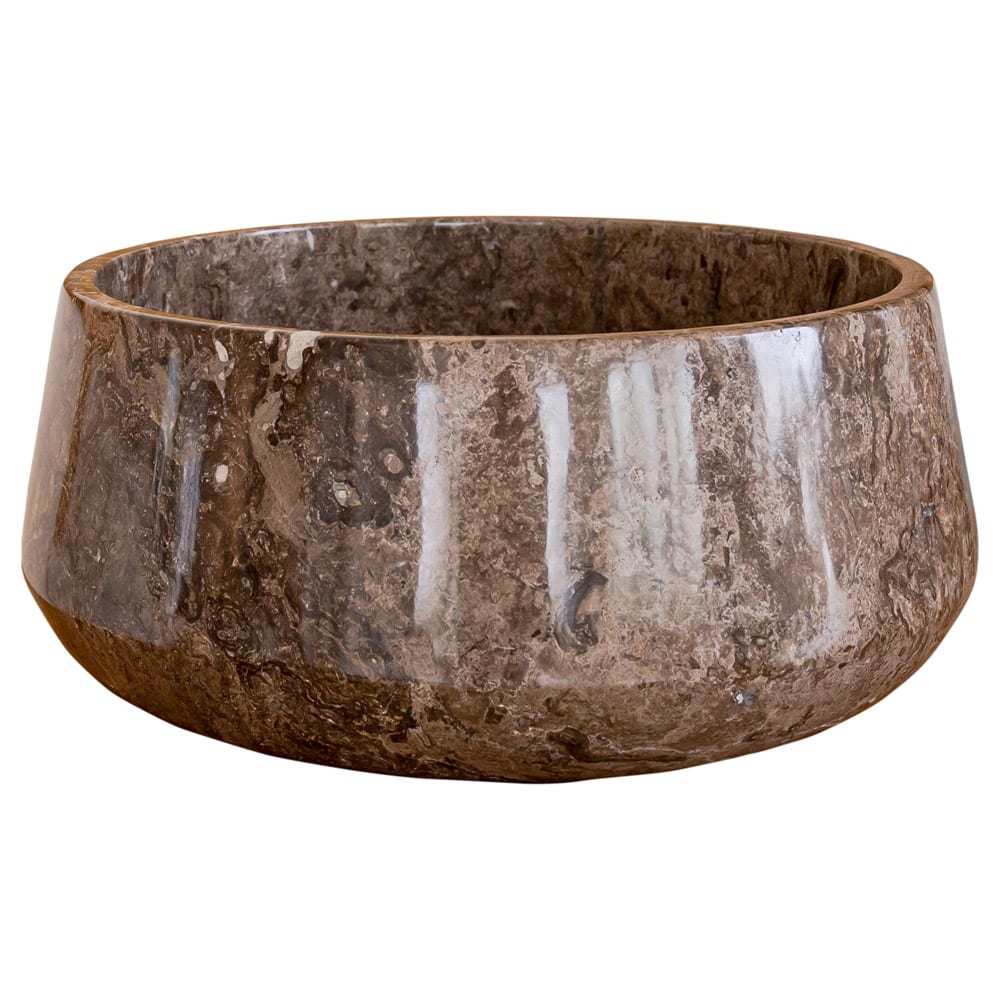 Narcist Brown Marble Vessel Sink High-Gloss Polished (D)16" (H)6.5"