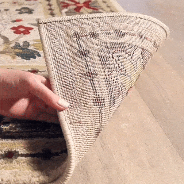 Alfombra de damasco blanco y marrón Neola