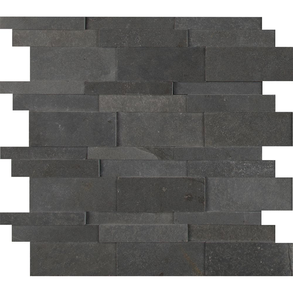 Mosaico de basalto pulido Neptune 3D de 30,5 x 30,5 cm, montado en malla - Colección MSI